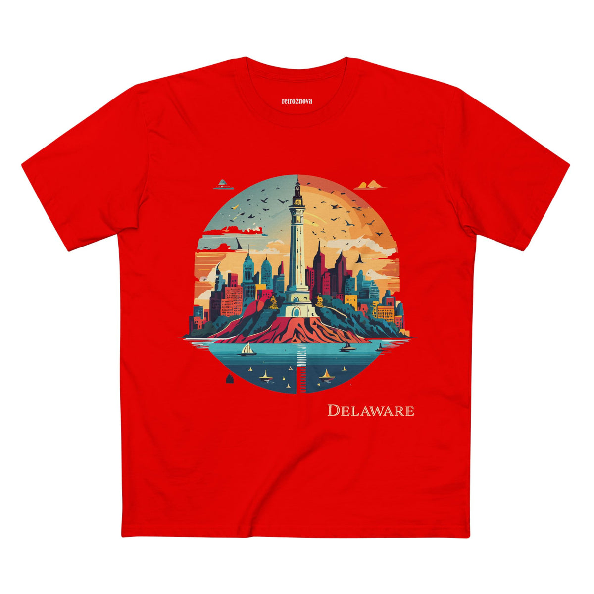 Delaware Lighthouse Skyline Tee | Coastal State Travel Shirt
