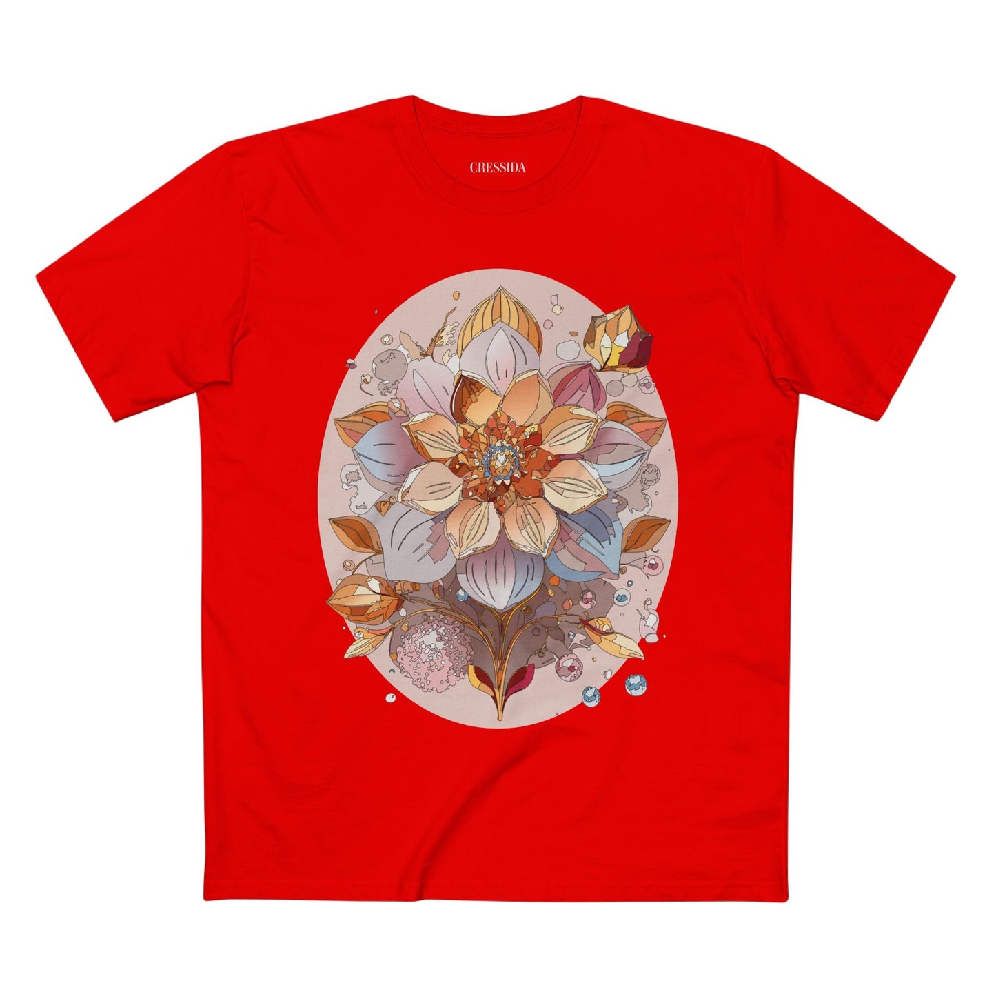 Floral Graphic T-Shirt Unisex 100 Cotton Art Design with Antique Flowers Tee 24