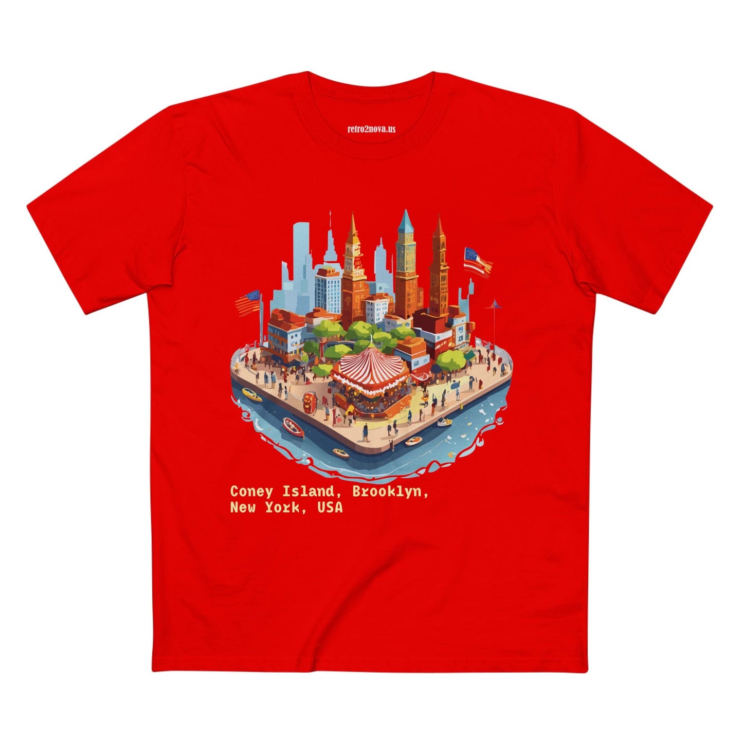 Unisex Premium Cotton Staple Tee With Original Art Design From Retro2Nova Brooklyn Travel Shirt