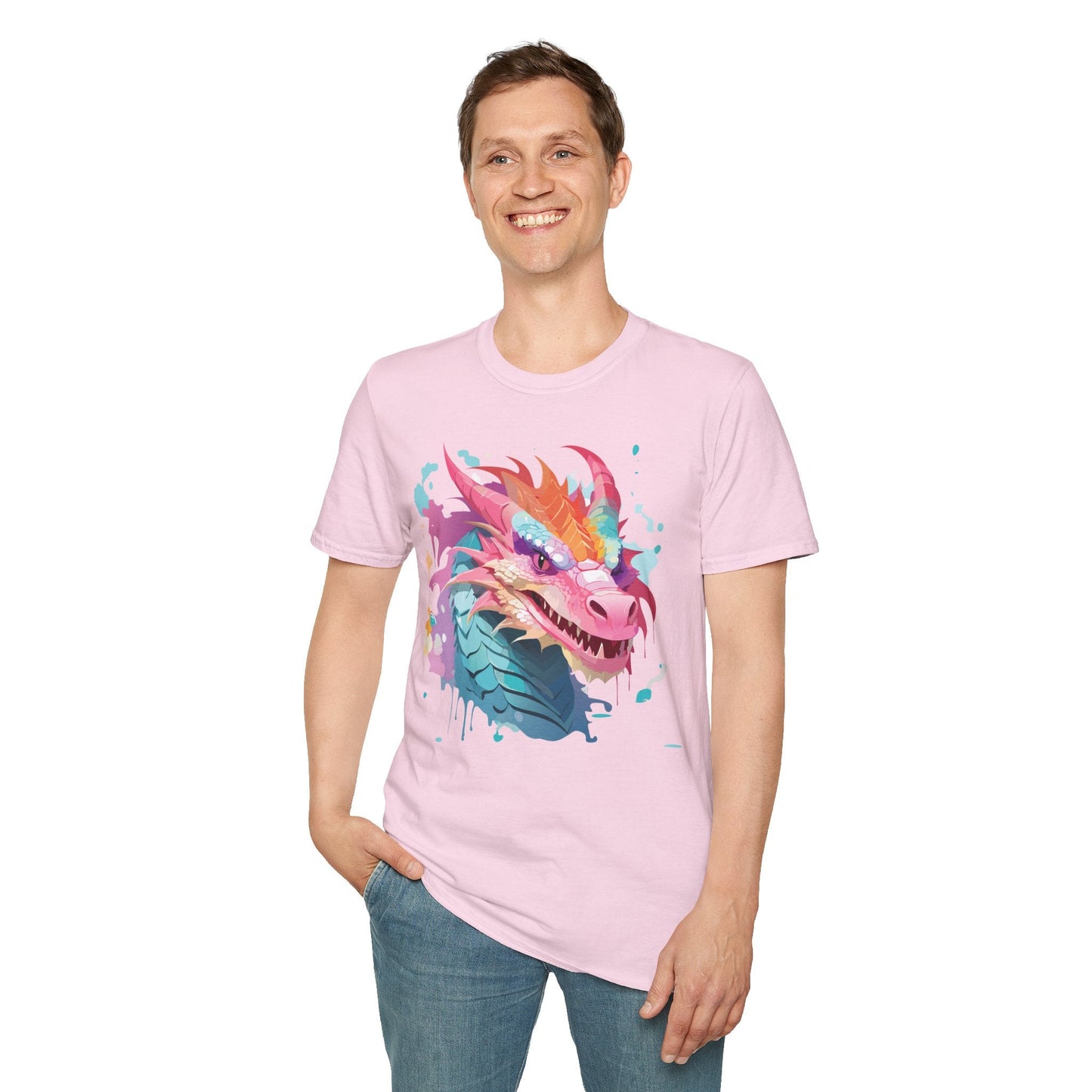 Dragon Graphic Unisex Cotton Softstyle Art Design Tee With Animals 22