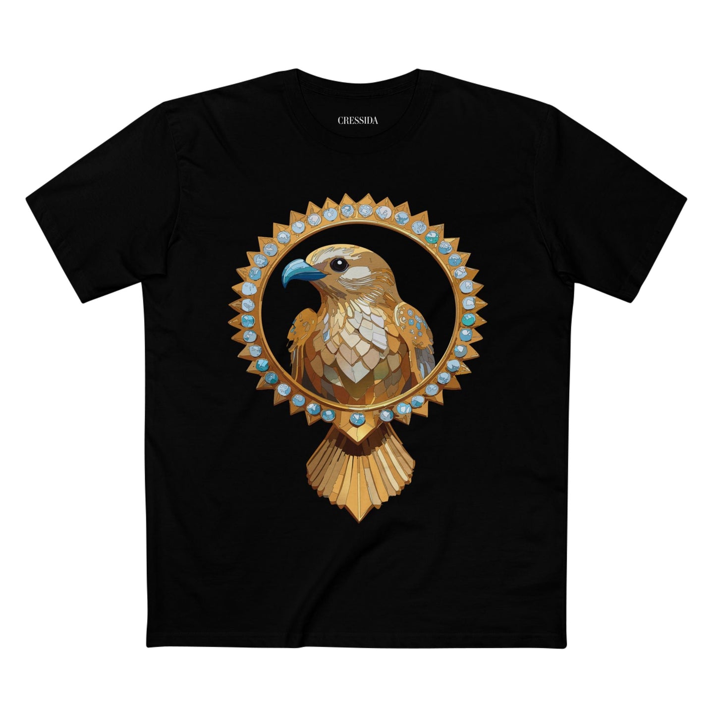 Bird Graphic Unisex 100 Cotton Tee With Unique Animal Golden Medallion Art Design 18