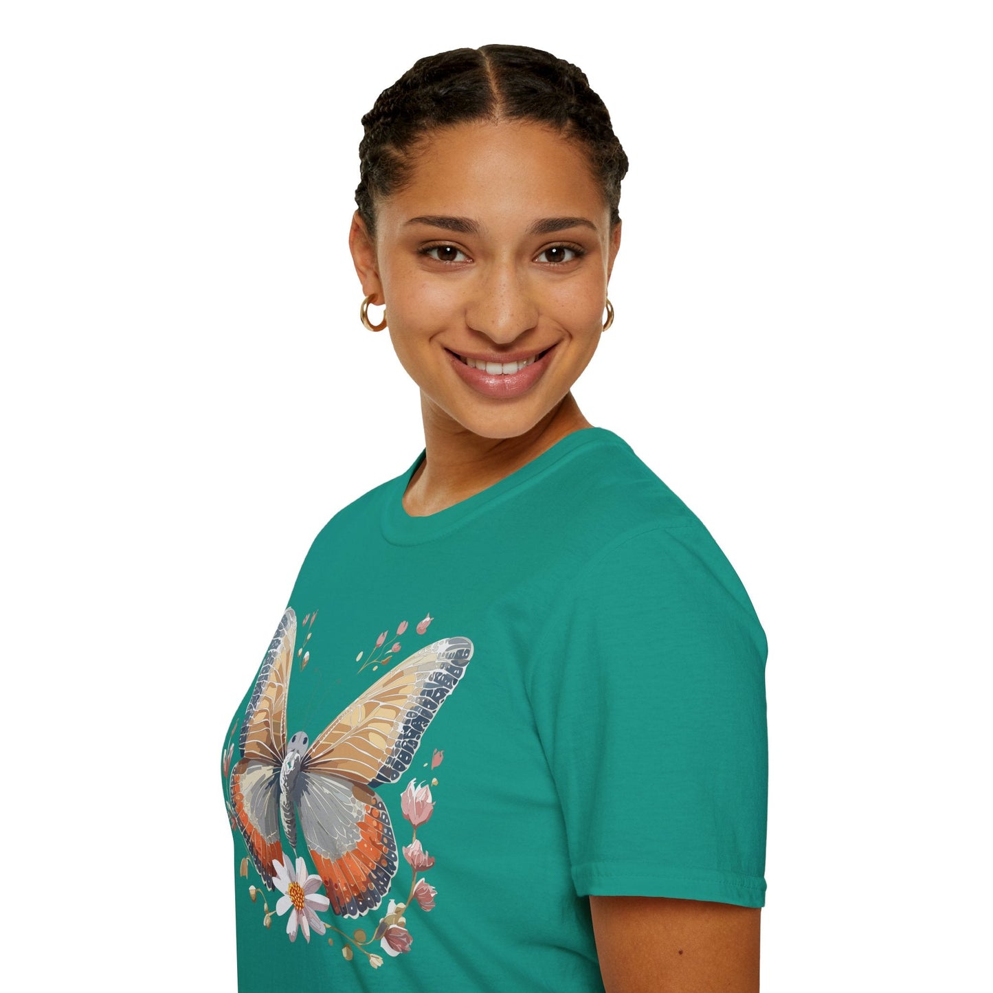 Unisex Butterfly T Shirt Softstyle Gildan 64000 Comfortable Durable Tee For Everyday Wear