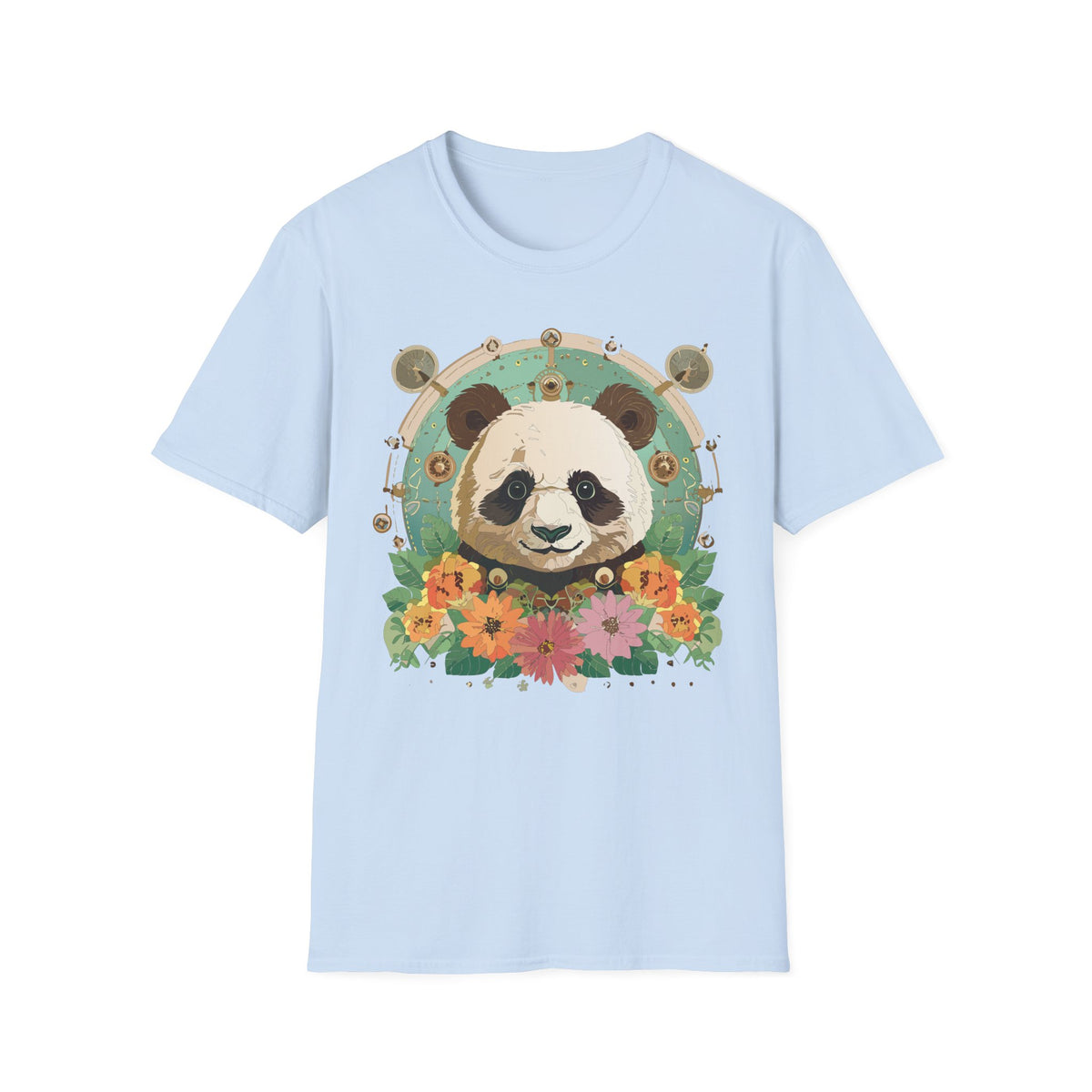 Floral Panda Portrait T-Shirt | Cute Panda Face Tee
