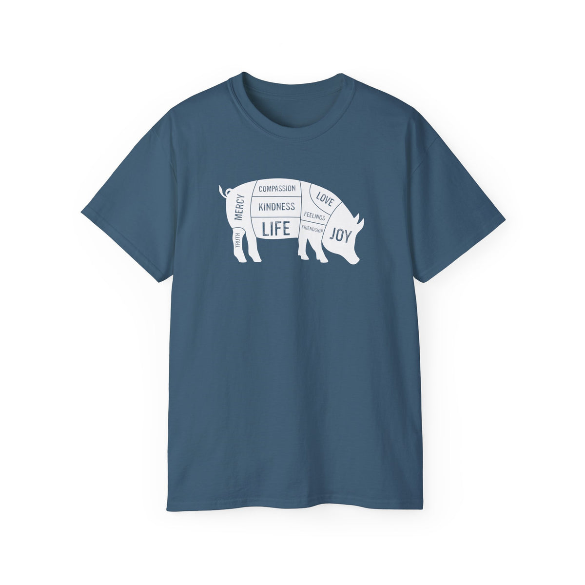 Pig Diagram Typography Tee | Love, Joy, Kindness, Life
