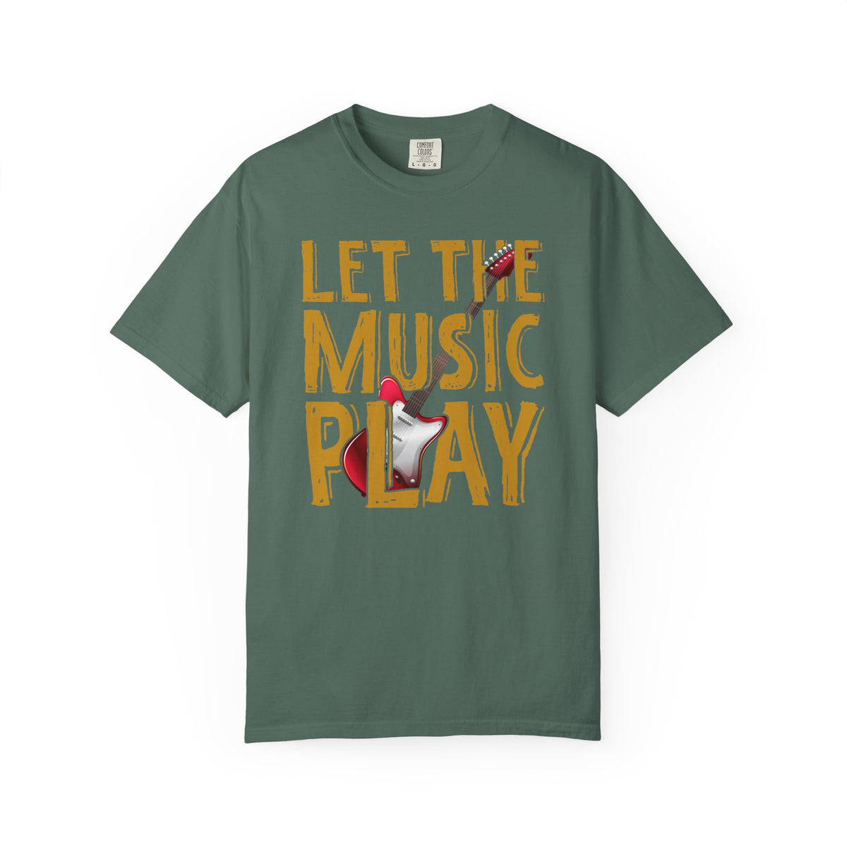 Let The Music Play Guitar T-shirt Music Typography Unisex Cotton Tee Comfort Colors 002