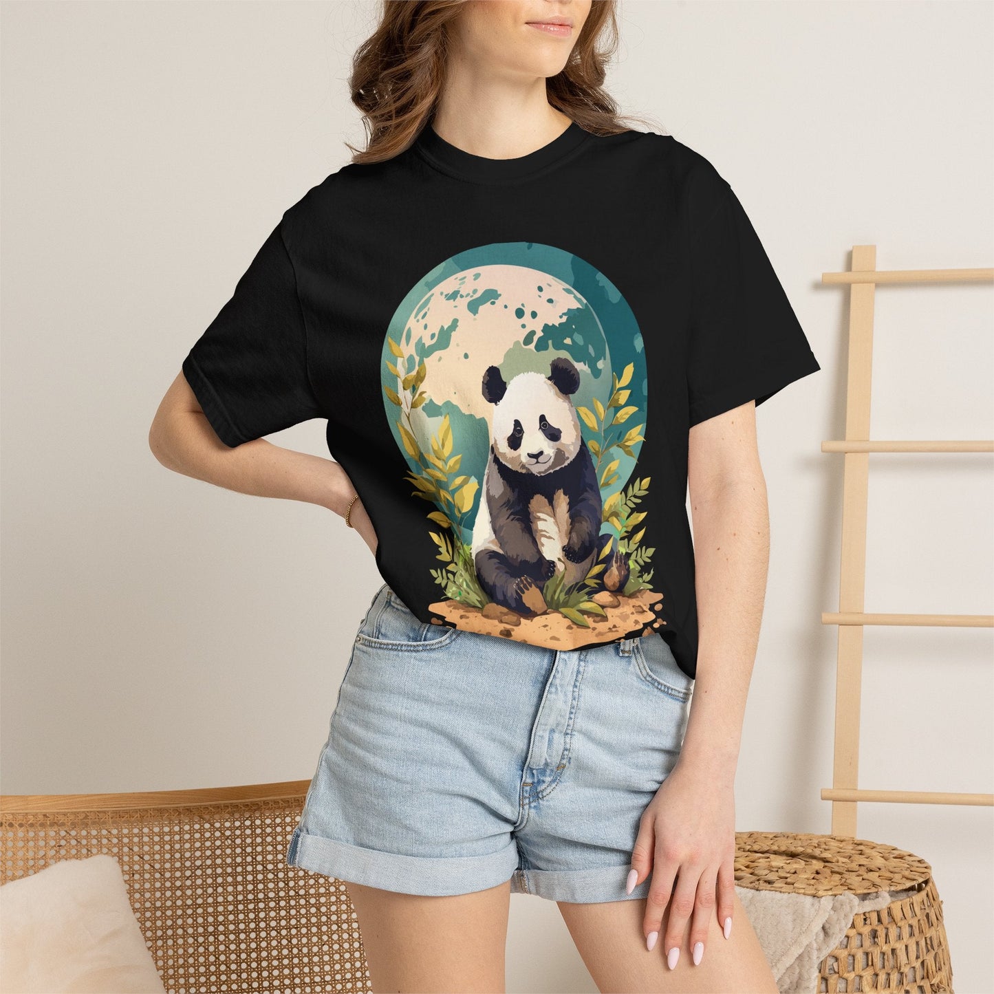Panda Portrait Graphic T-Shirt Unisex Cotton Floral Animal Art Tee pp6
