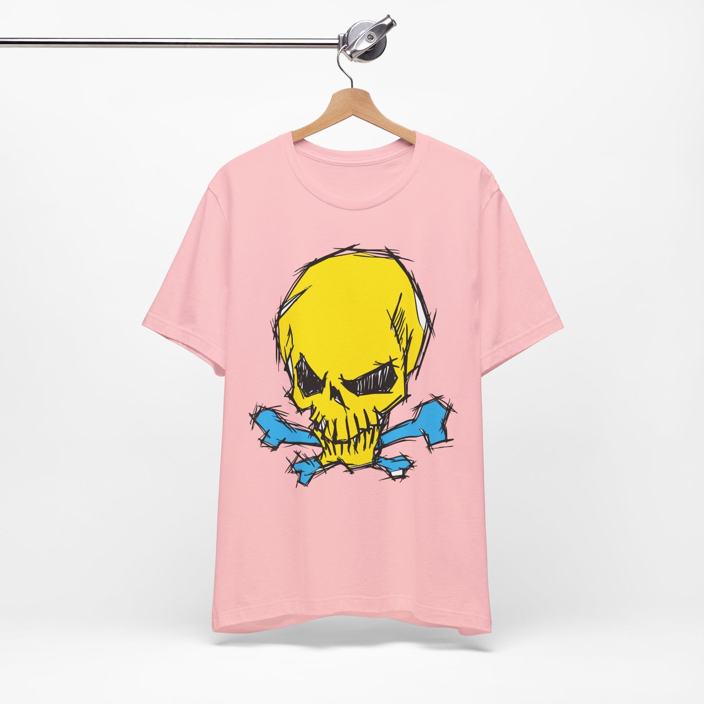 2-Yellow Skull Graphic Design Tee, Skull Shirt, Vintage Tees, Art Design T-Shirt, Vintage Graphic Tee, Art Shirts with Skulls