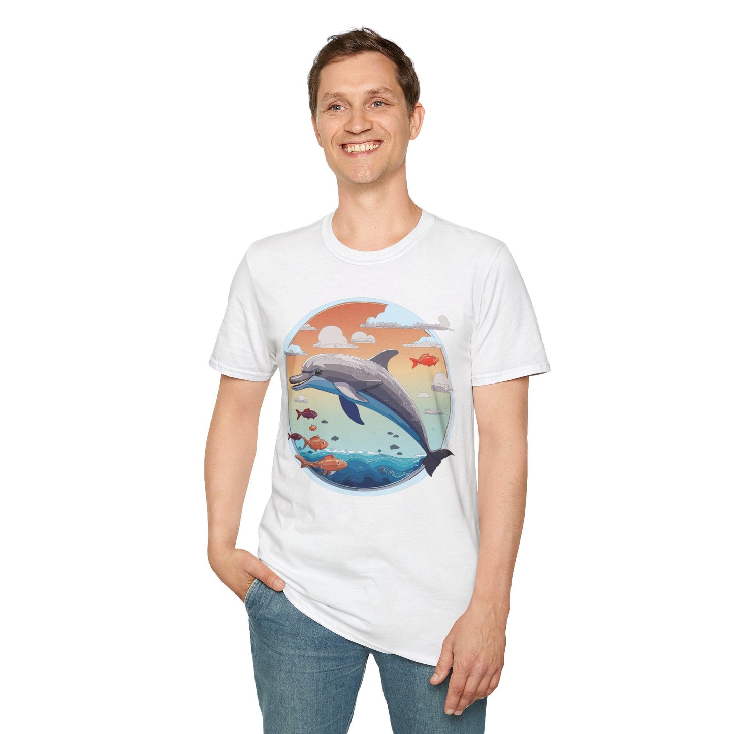 Dolphin Shirt Unisex Gildan Softstyle Cotton Tee For Men Women Dolphin Fish Animal Shirt