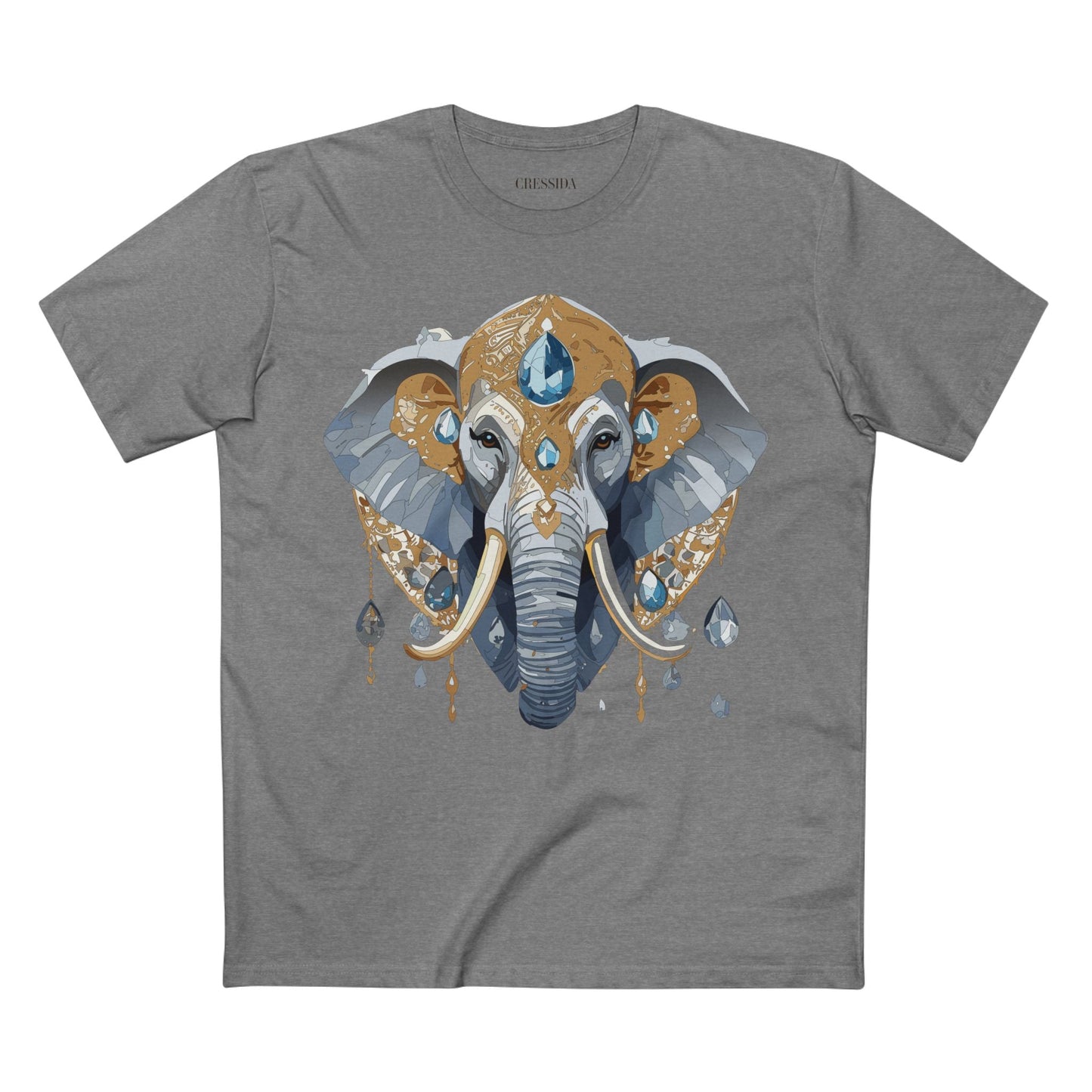 Elephant Graphic Unisex 100 Cotton Tee With Unique Animal Golden Medallion Art Design 36
