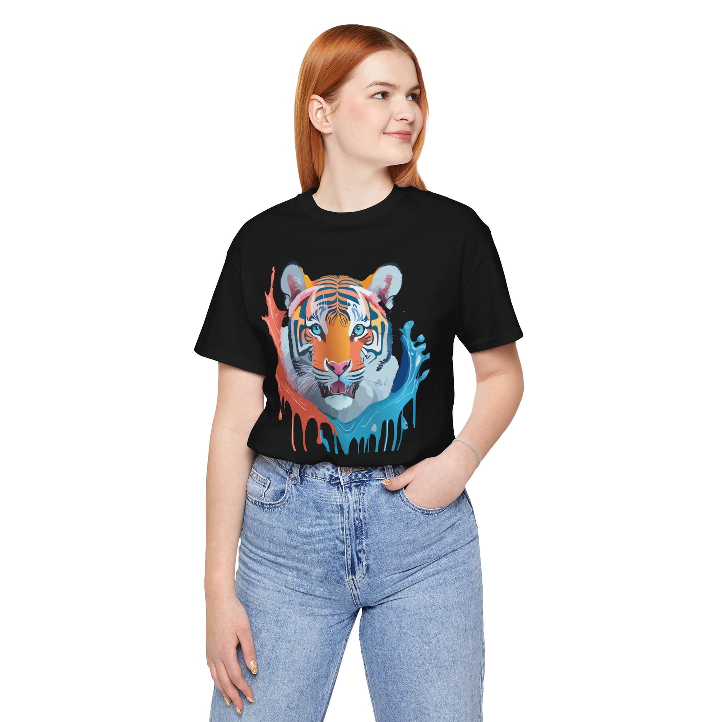 Unisex Tiger Tee, Animal Shirt, Tee Shirt with Tiger, Art T-Shirt, Animal Tees, Big Cat Shirt, Art Design T-Shirt 5