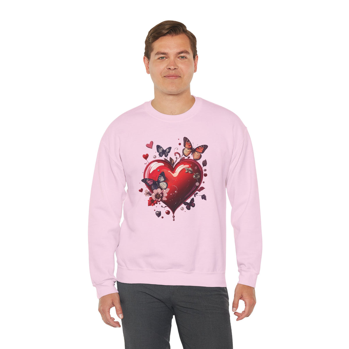 Big Red Heart Sweatshirt, Floral Red Heart Sweatshirt, Floral Love Sweatshirt, Valentine's Day Sweatshirt, Heart Floral Sweatshirt 105