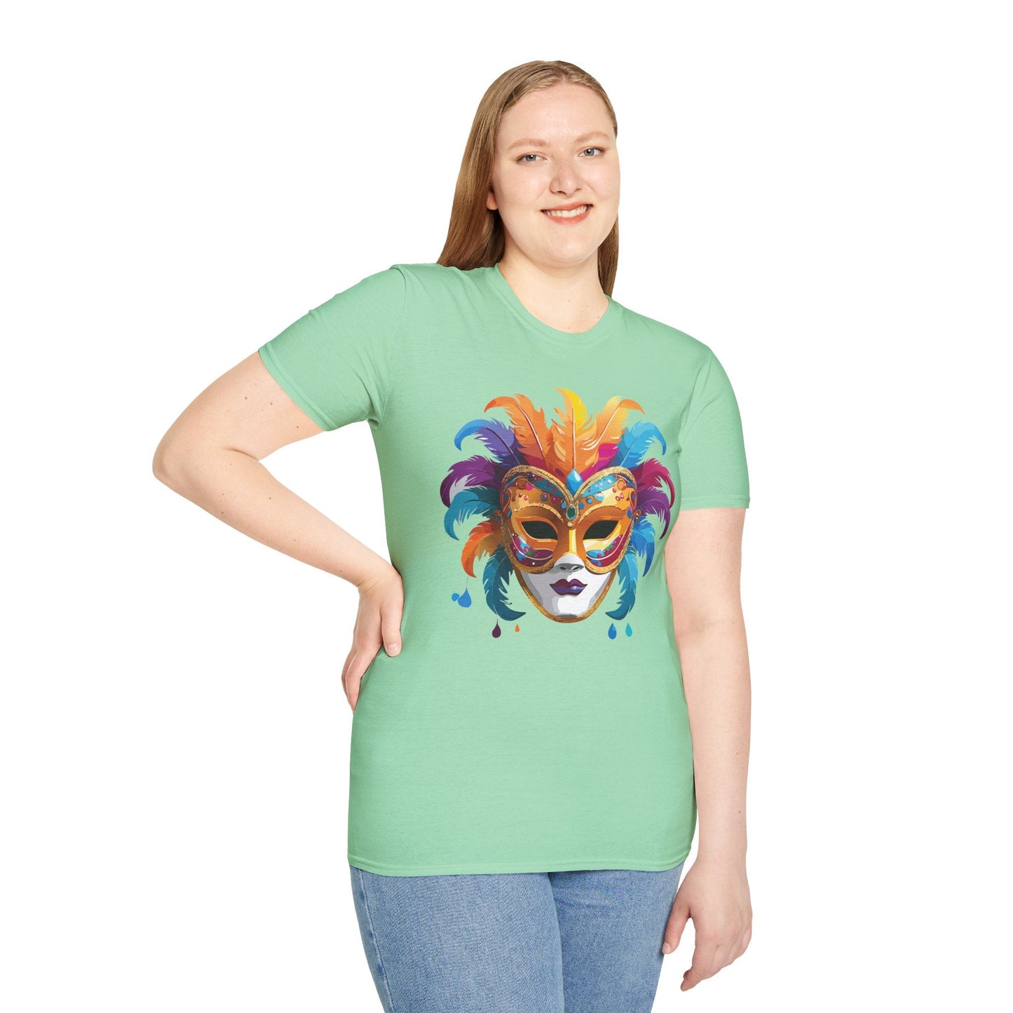 Mask Tee Shirt Unisex Masquerade Design Art Graphic Gildan Softstyle 64000 Cotton Tee