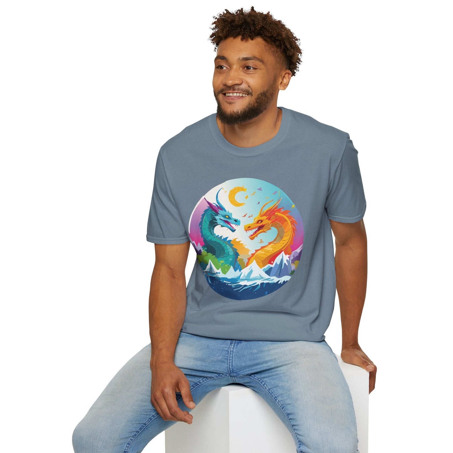 Dragon T Shirt Unisex Gildan Softstyle 64000 Tee Dragon Artwork Animal Print Shirt