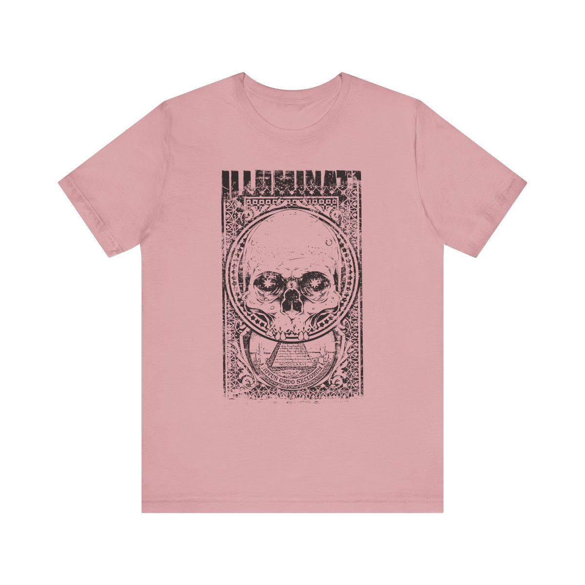 Skull Circle Graphic T-Shirt Vintage Etching Illustration Art Design Unisex Cotton Tee A-9