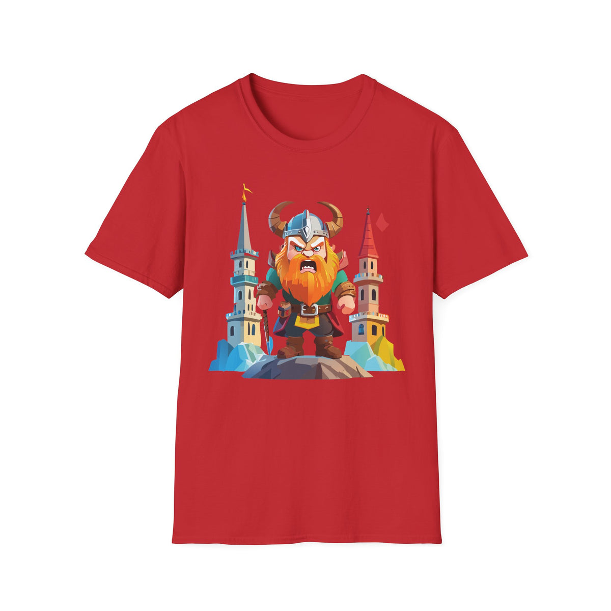 Fierce Viking Warrior T-Shirt | Cartoon Norse Helmet Illustration