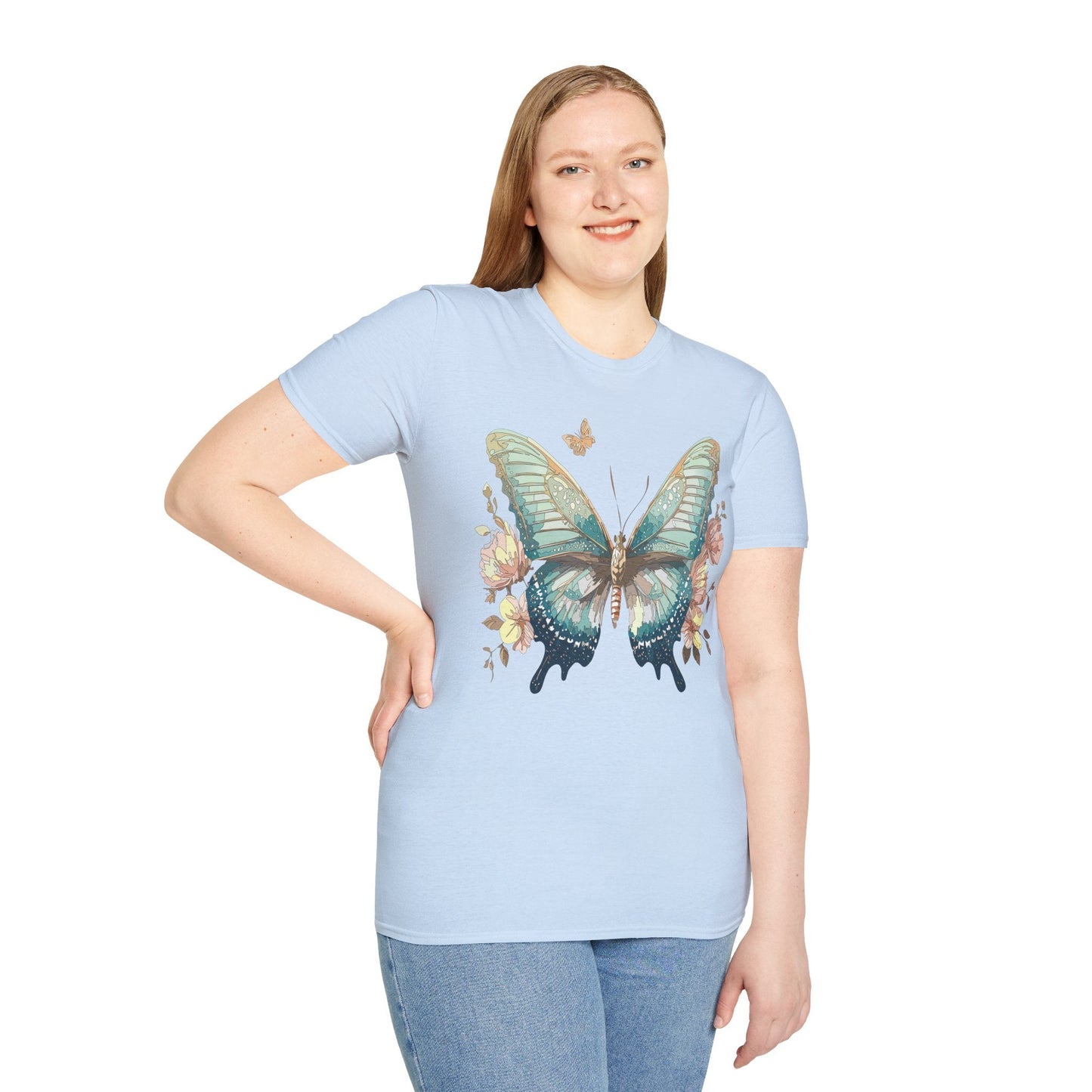 Butterfly Print Unisex T Shirt Monarch Design Softstyle 64000 Gildan Cotton Tee Quality
