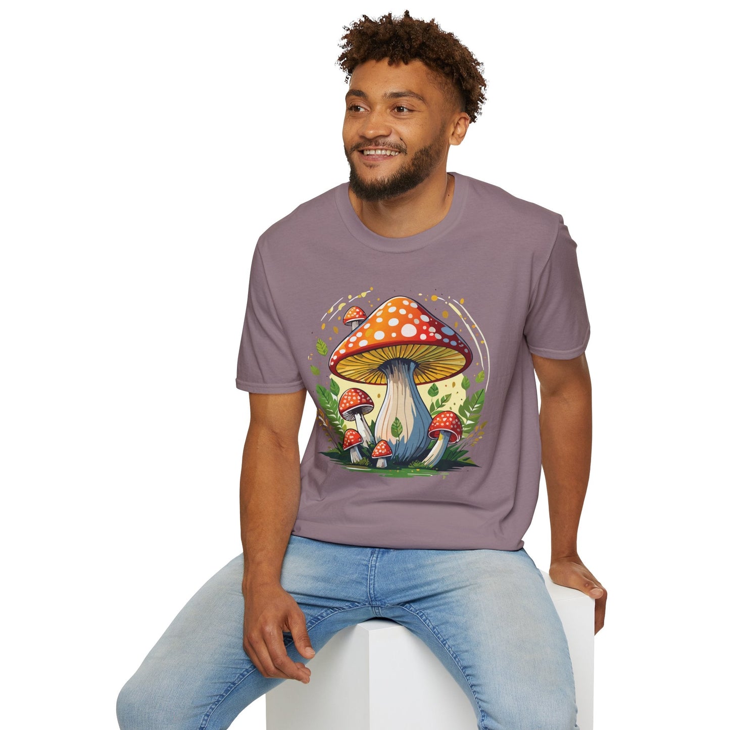 Funny Mashroom Graphic Unisex Softstyle Cotton With Cartoon Illustration Design 19
