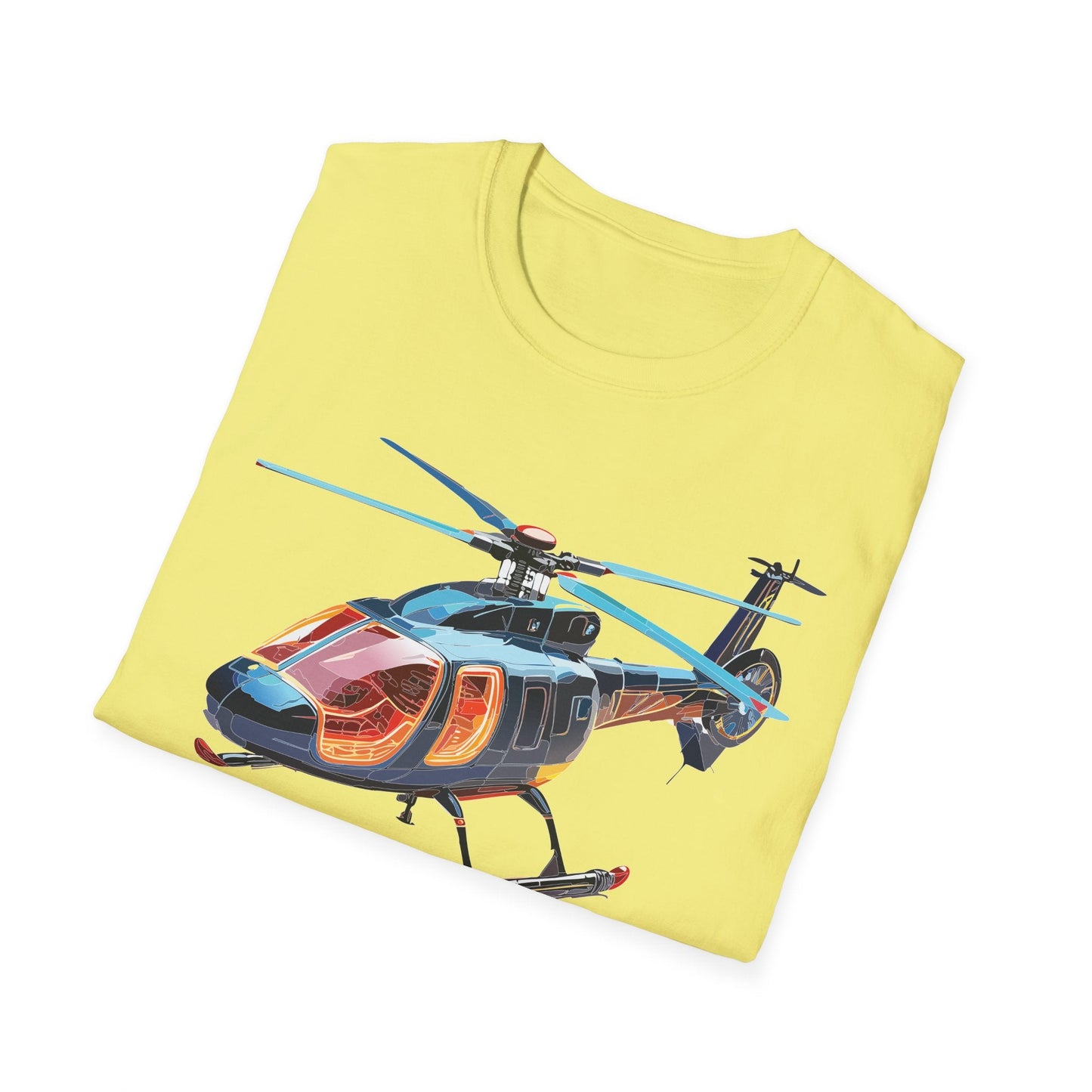 Unisex Helicopter Chopper Shirt Graphic Tee Softstyle 64000 100 Percent Ring Spun Cotton