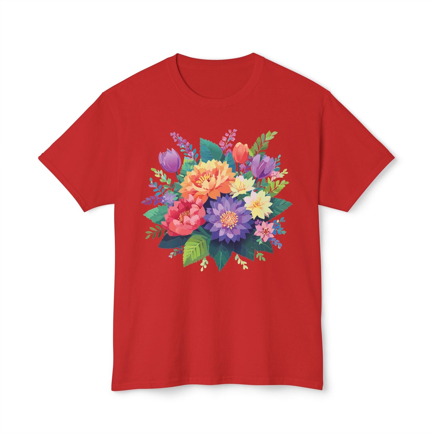 Unisex HD Cotton Art Print T Shirt Floral Design Tee Vintage Flowers Tee Shirt Made in USA
