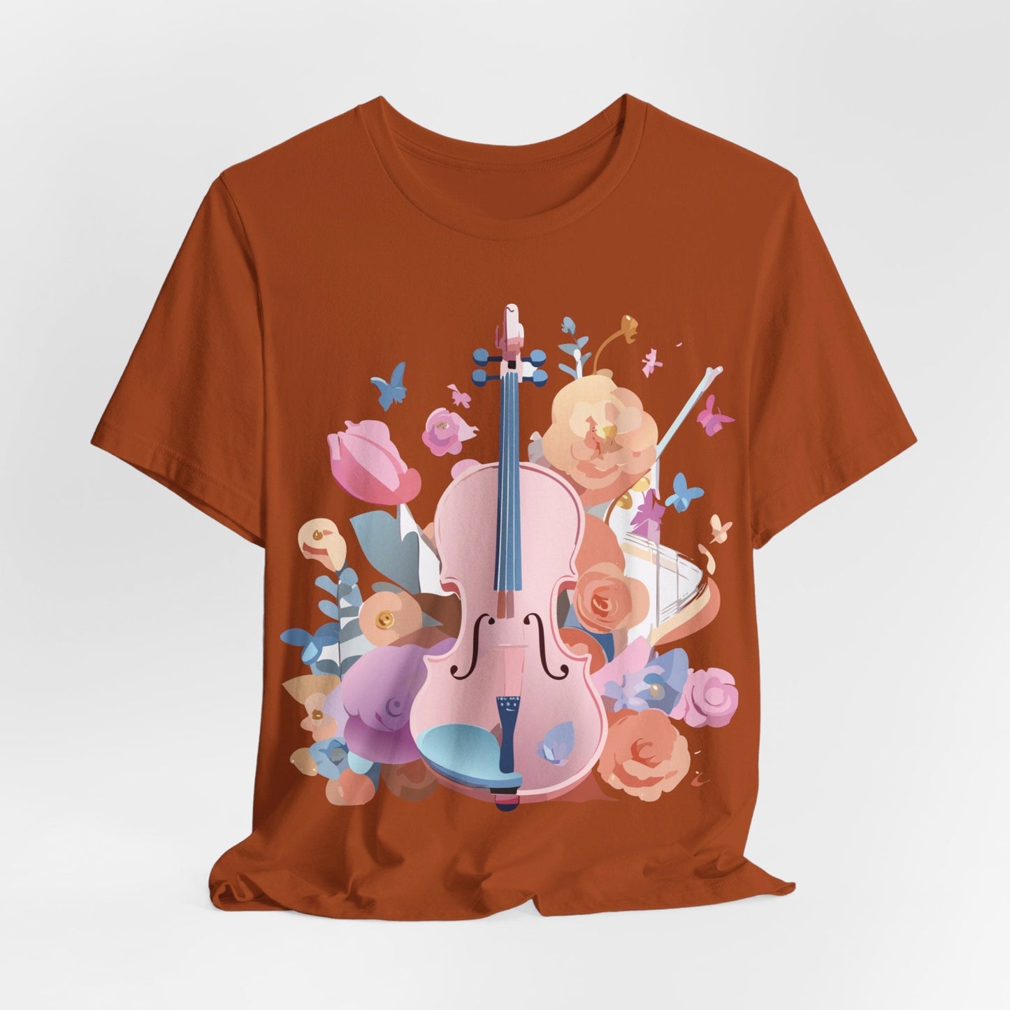 Music Graphic Unisex 100 Cotton Vintage Art with Musical Elements Tee 9