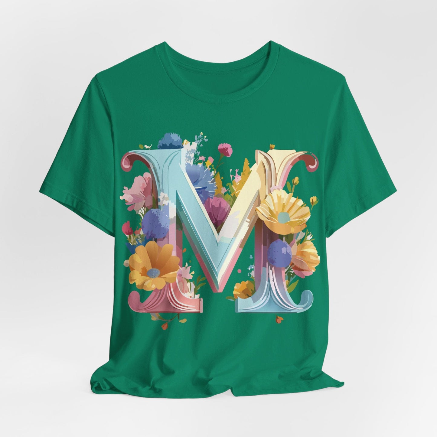 Letter M Shirt Unisex Graphic Tee Vintage Inspired Artwork Adelpha Short Sleeve Collection