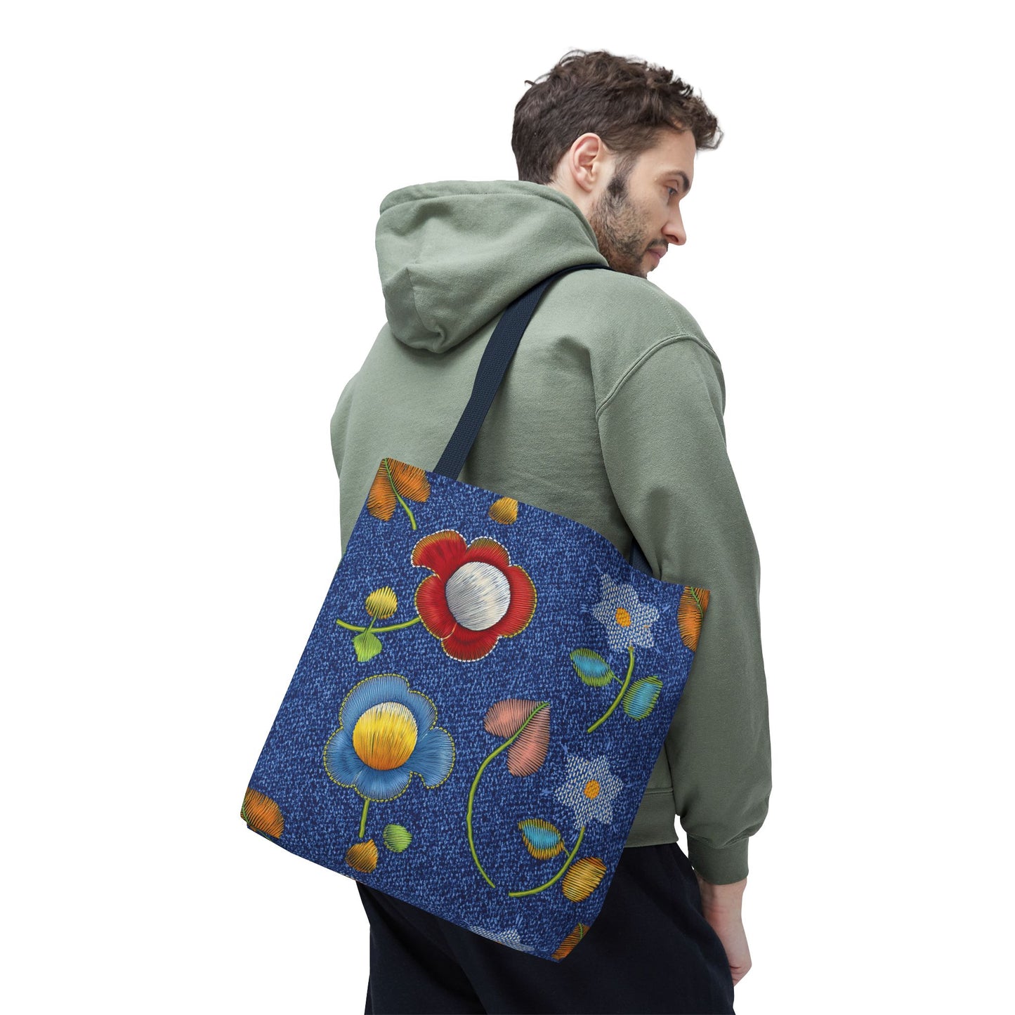 Denim Fabric Imitation Print Unisex Canvas Bag Poly Spun 3 Sizes Tote Bag 169