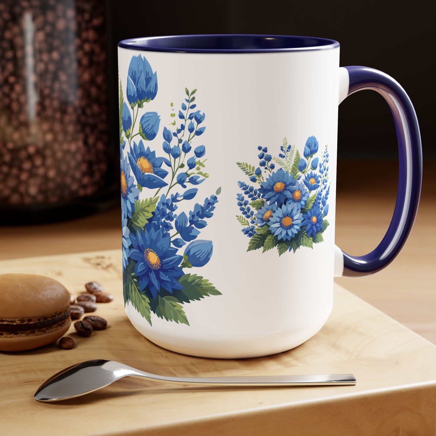 Two-Tone Coffee Mug with flowers