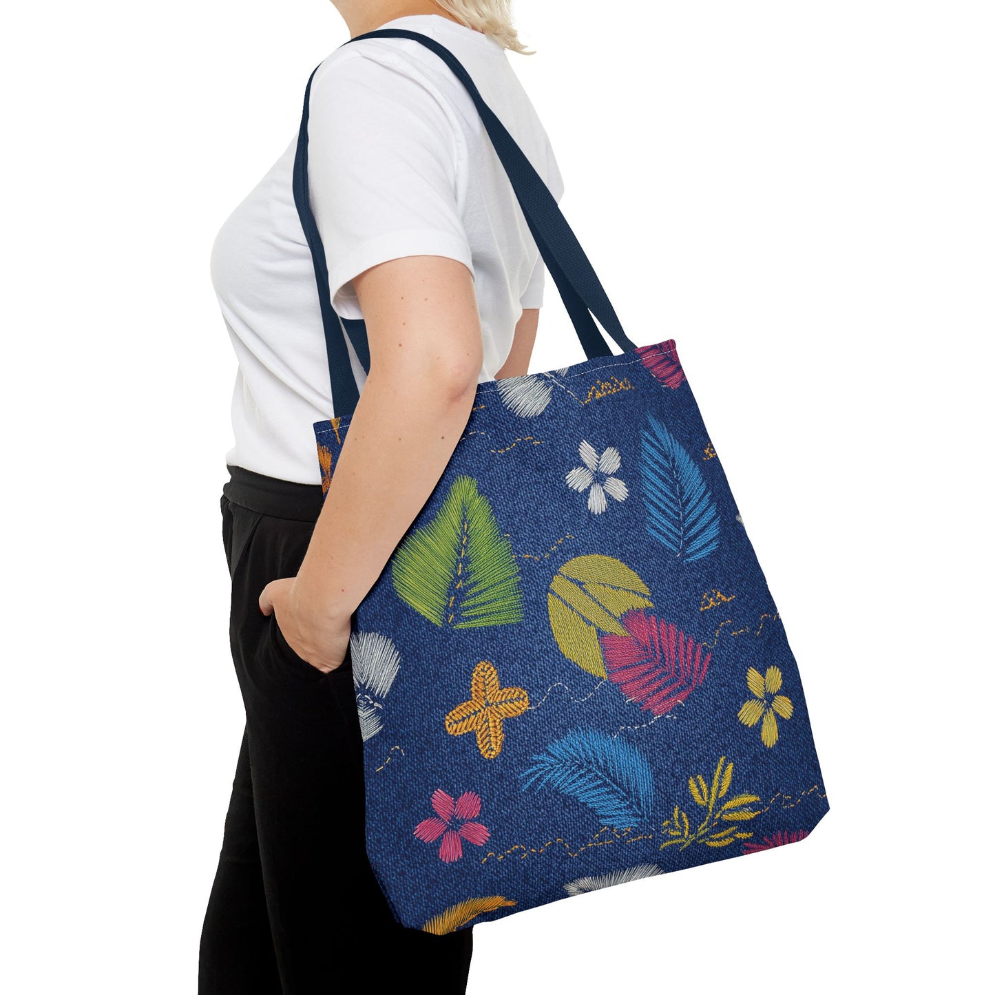 Denim Fabric Imitation Print Unisex Canvas Bag Poly Spun 3 Sizes Tote Bag 182-10