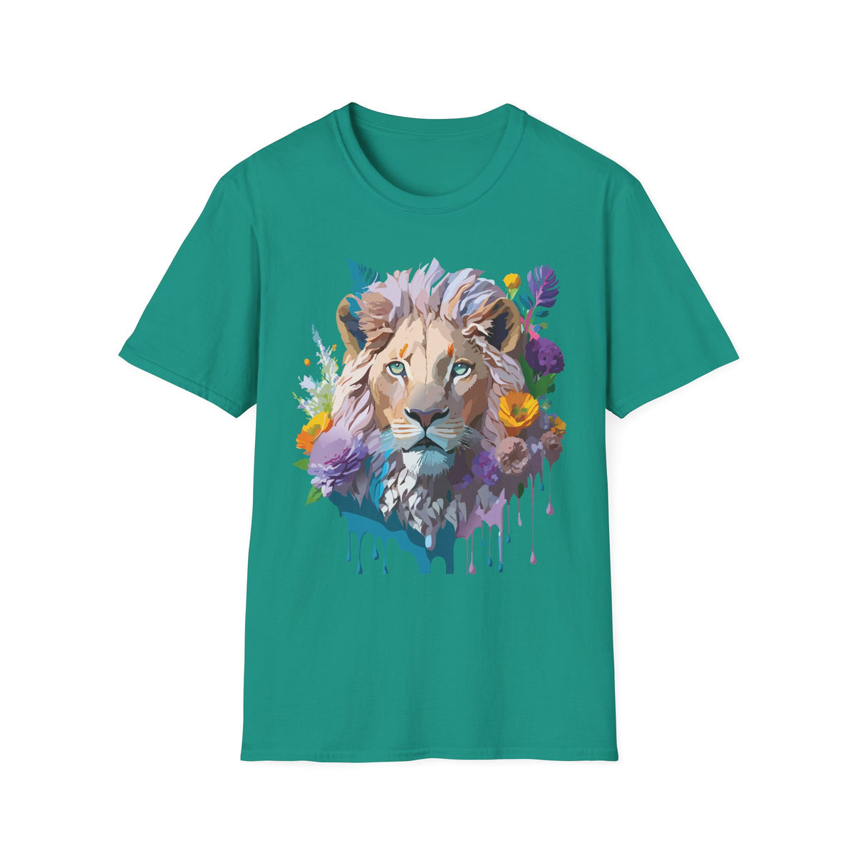 Watercolor Lion Face T-Shirt | Floral Safari Animal Tee
