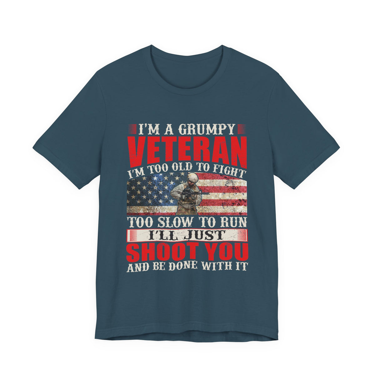 Grumpy Veteran Flag graphic Tee Veteran Patriotic Unisex Cotton Shirt v38