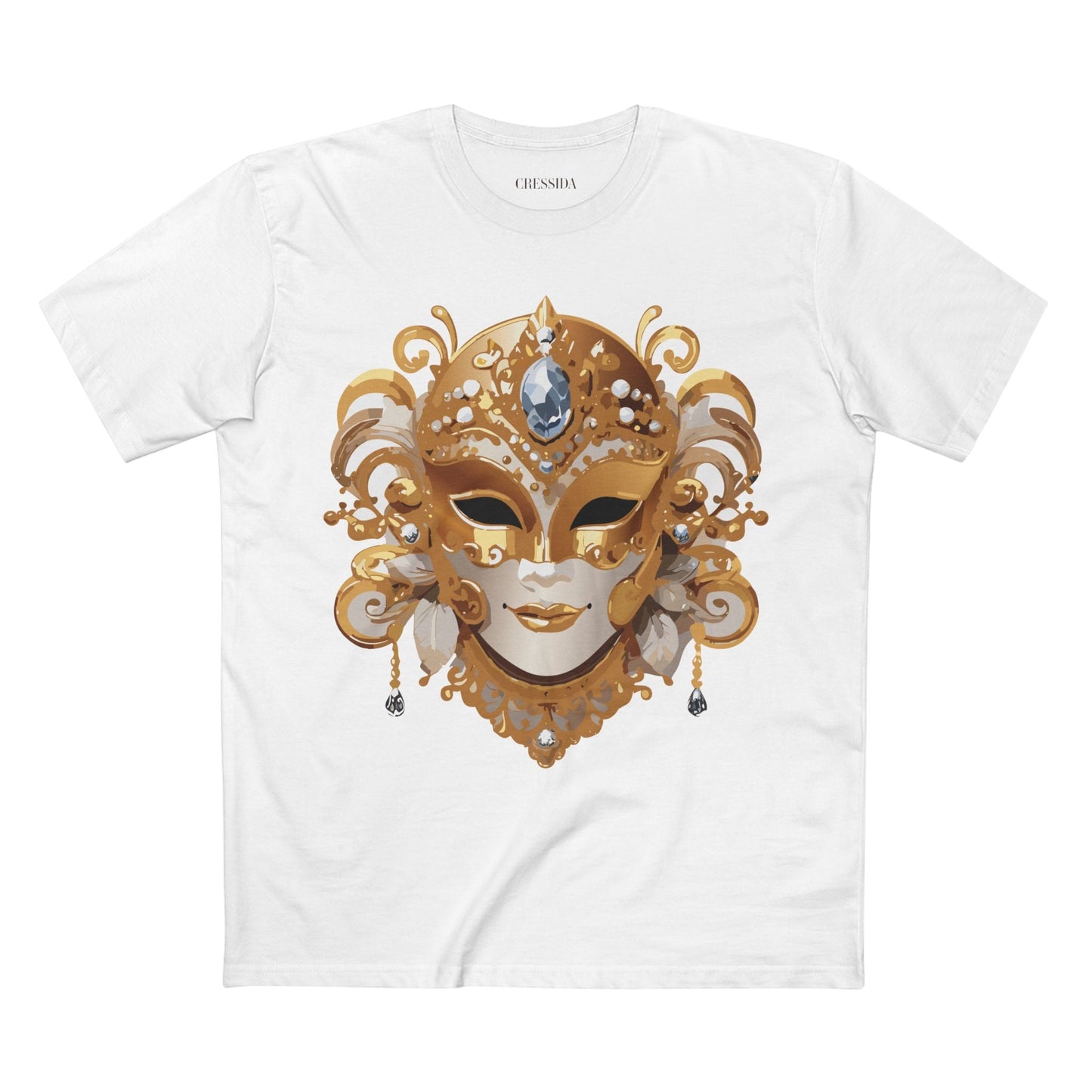 Carnival Mask Graphic T-Shirt Unisex 100 Cotton With Antique Gold Art Design Tee 23