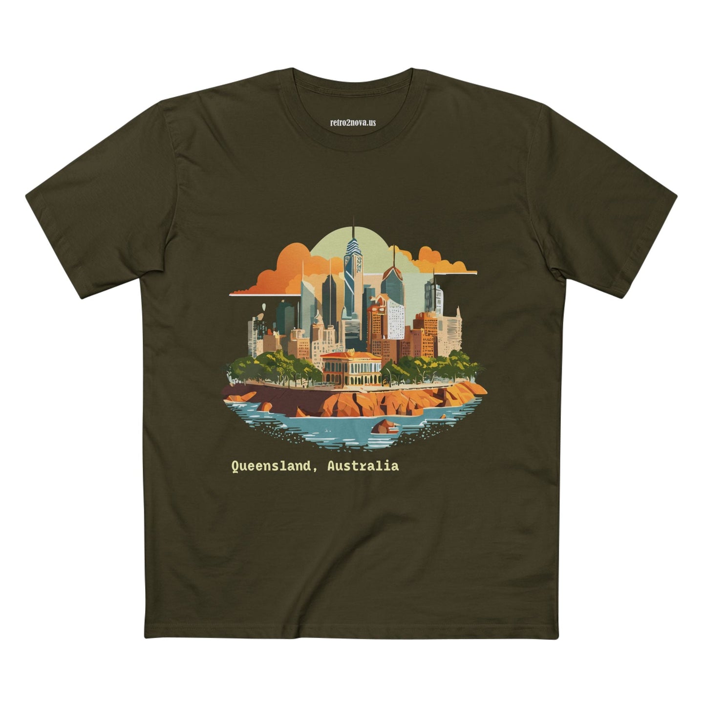 Unisex Travel Shirt Australia Art Tee Premium Cotton Original Design Retro2Nova TT65