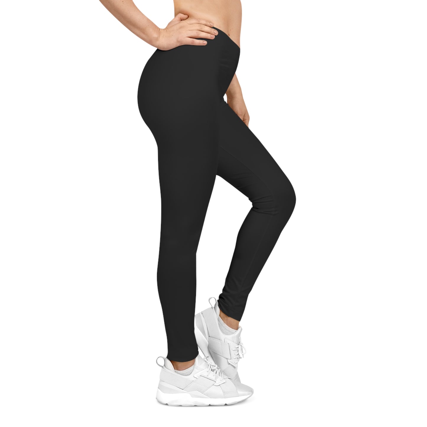 True Black Color Women's Poly-Span Casual Leggings Print Everyday Activewear Pants