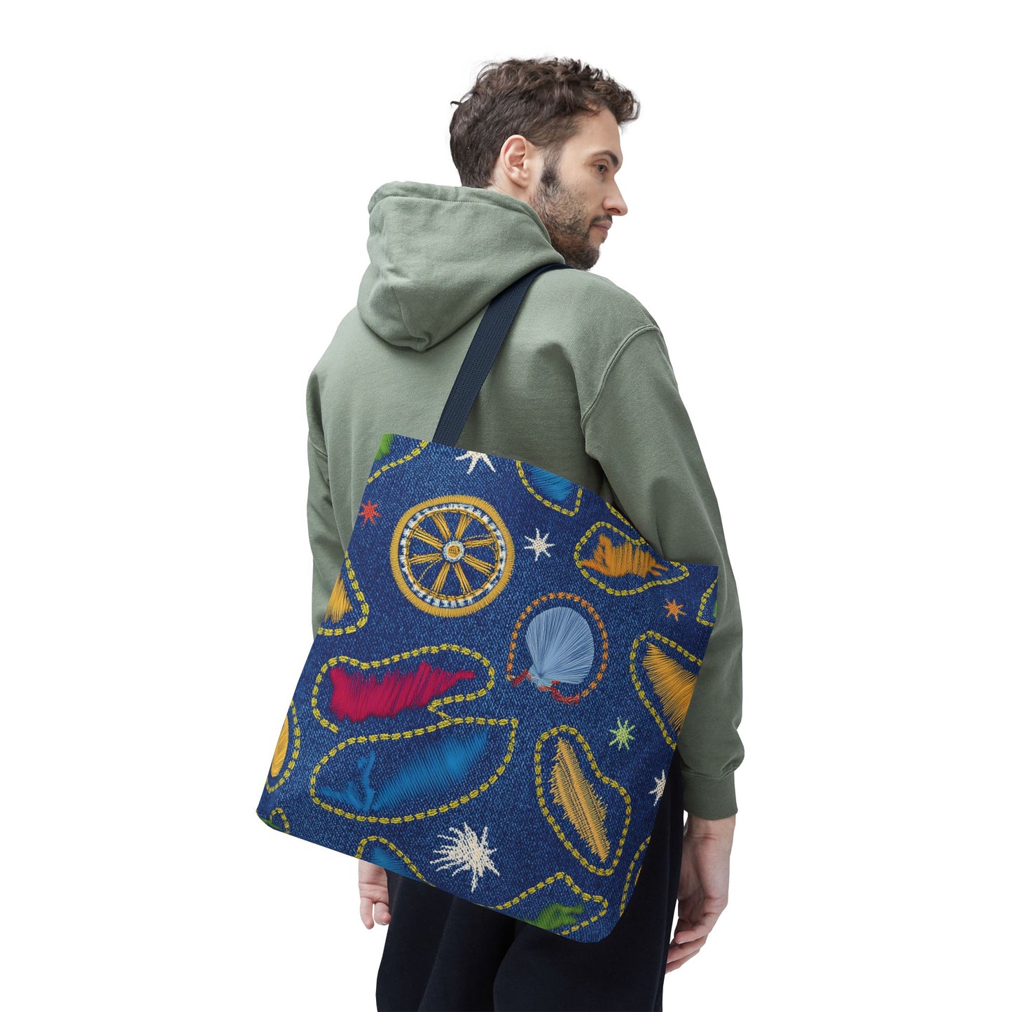 Denim Fabric Imitation Print Unisex Canvas Bag Poly Spun 3 Sizes Tote Bag 182