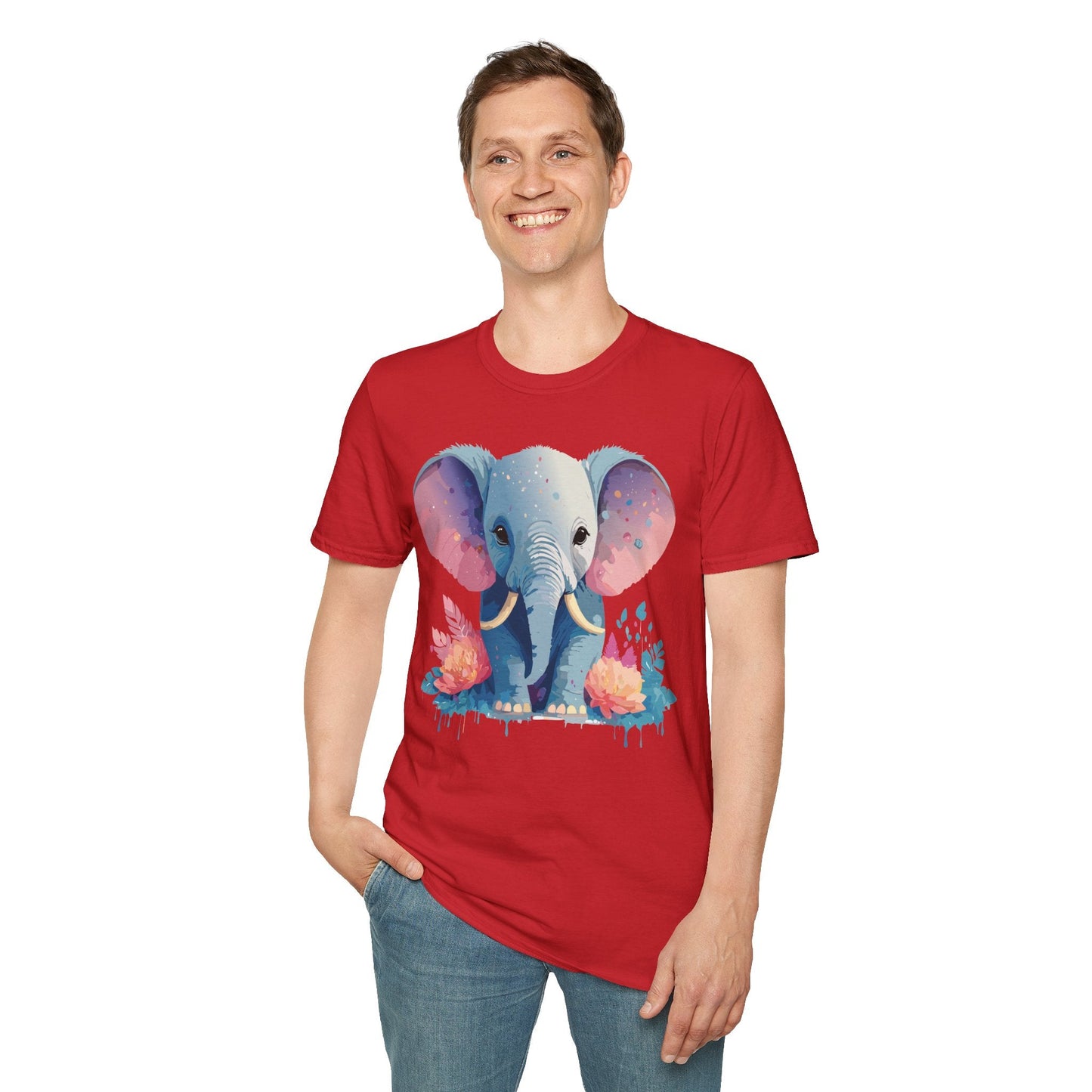 Elephant T Shirt For Adults Unisex Gildan Softstyle 64000 100 Percent Ring Spun Cotton Tee