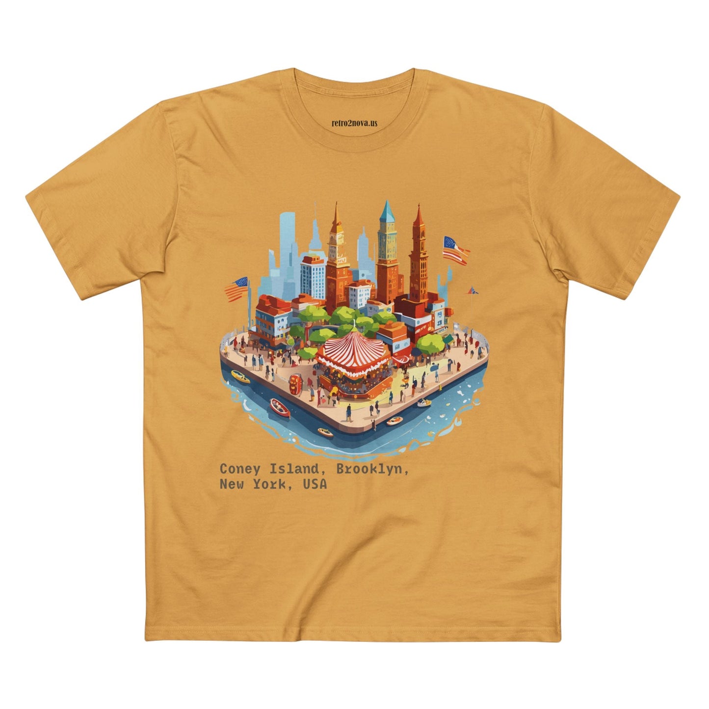 Unisex Premium Cotton Staple Tee With Original Art Design From Retro2Nova Brooklyn Travel Shirt