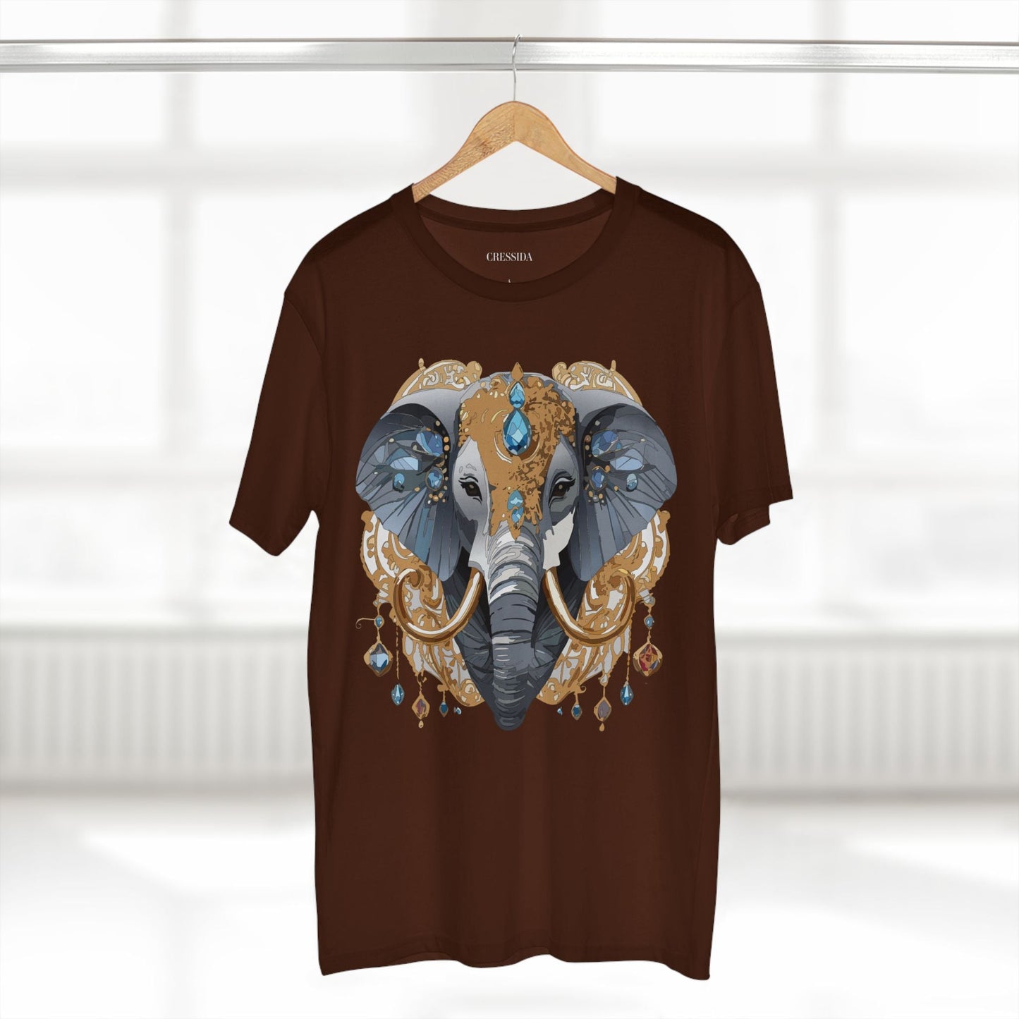 Elephant Graphic Unisex 100 Cotton Tee With Unique Animal Golden Medallion Art Design 39
