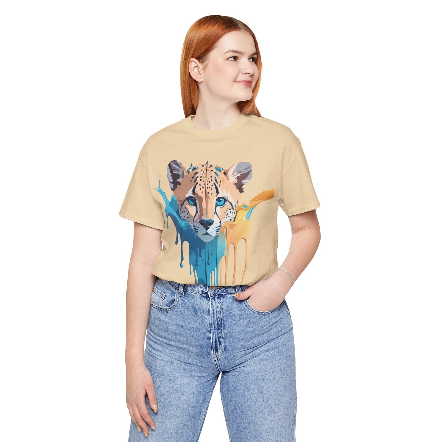 Adelpha Cheetah Graphic Jersey Tee Unisex Short Sleeve Art Design