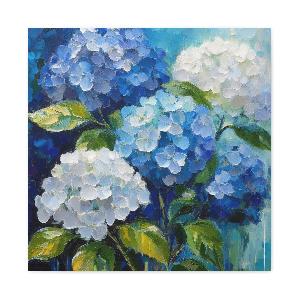 Hydrangeas Print Canvas, Flowers Oil Paint Print 20x20, 24x24, 30x30, 32x32, 36x36, Floral Art Design Print Non-Frame MC-32