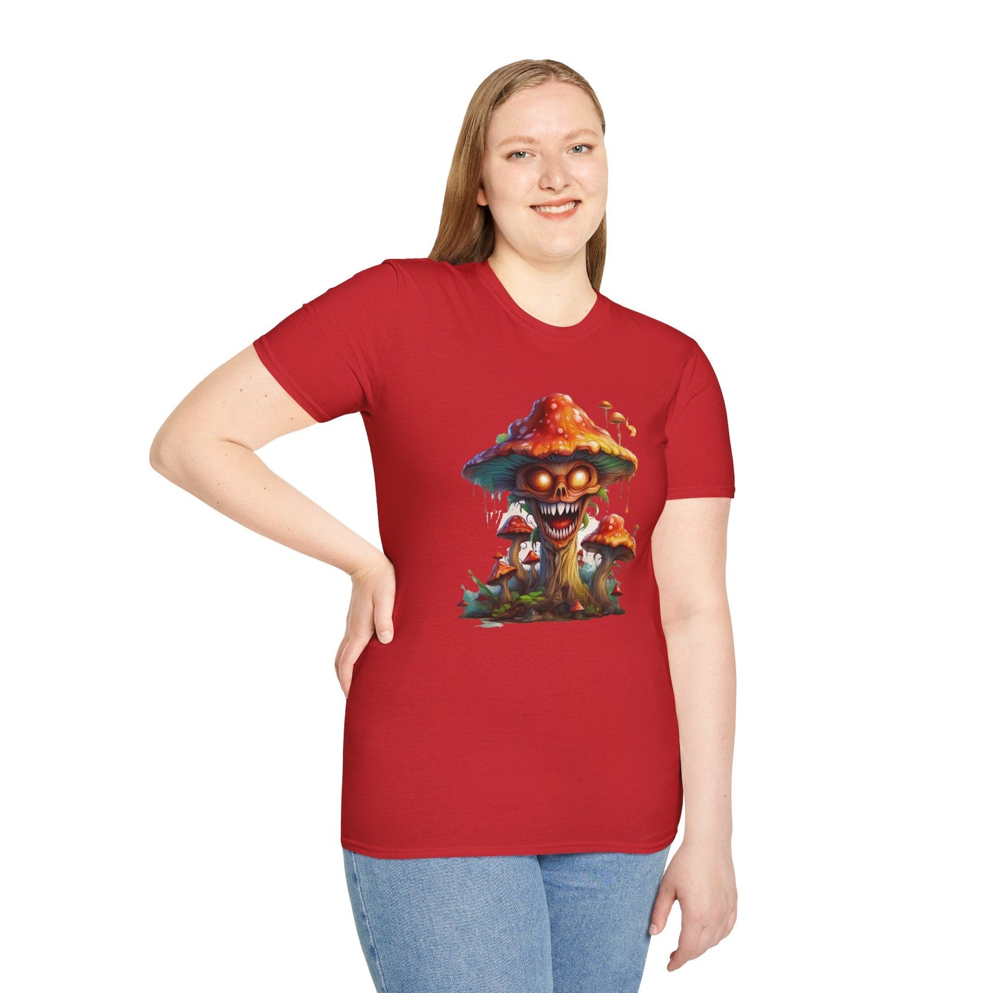 Funny Mashroom Graphic Unisex Softstyle Cotton With Cartoon Illustration Design 4