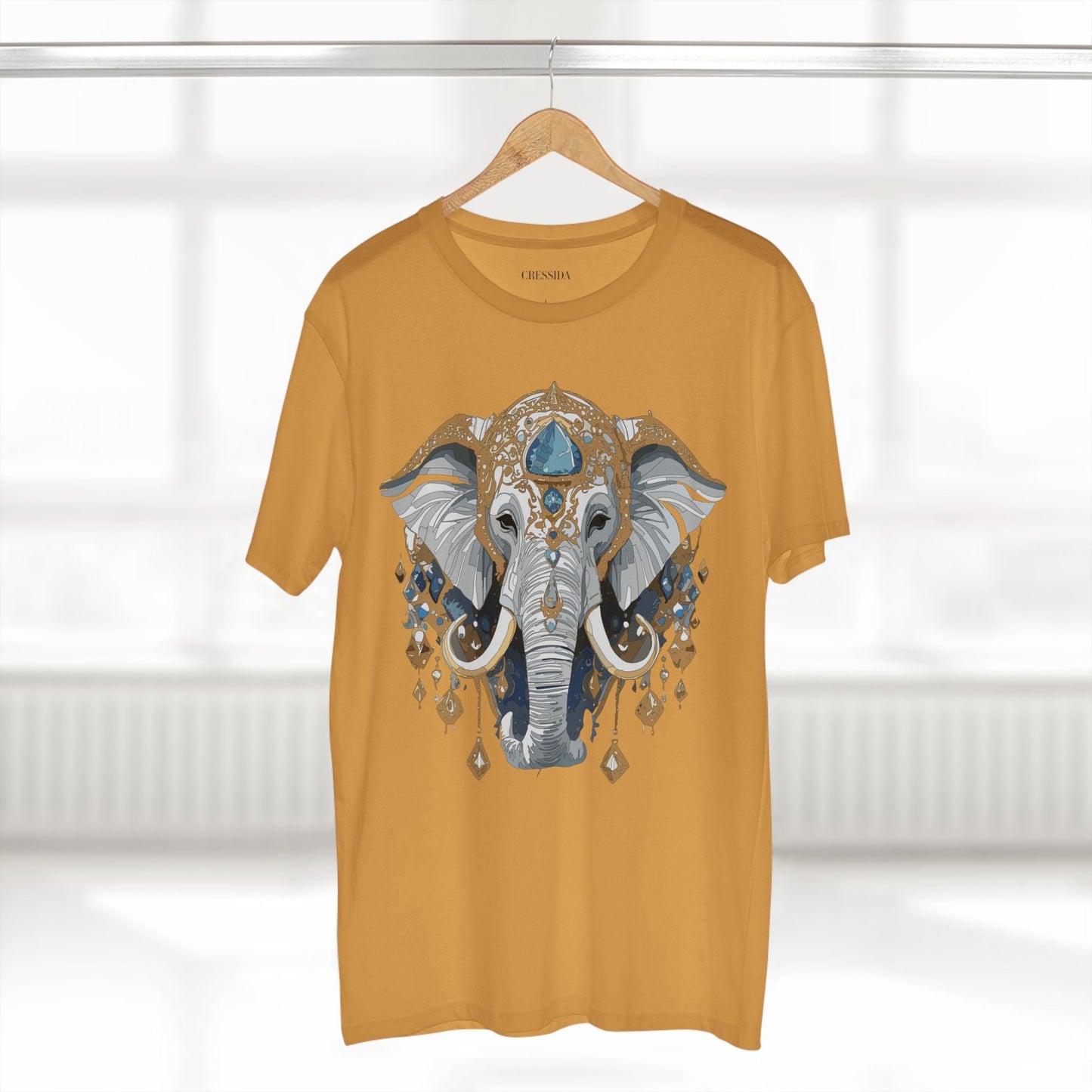 Elephant Graphic Unisex 100 Cotton Tee With Unique Animal Golden Medallion Art Design 40