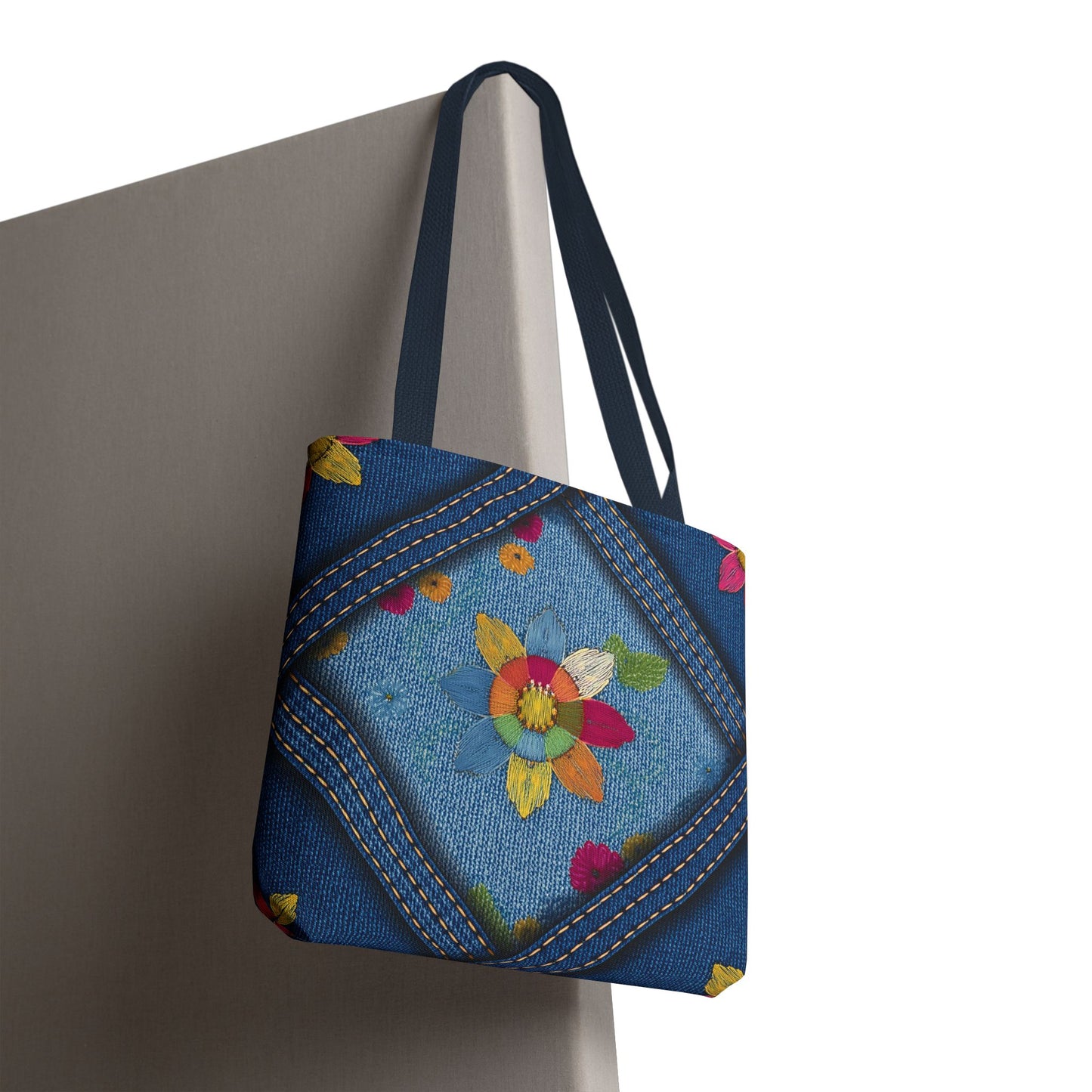 Denim Fabric Imitation Print Unisex Canvas Bag Poly Spun 3 Sizes Tote Bag 161