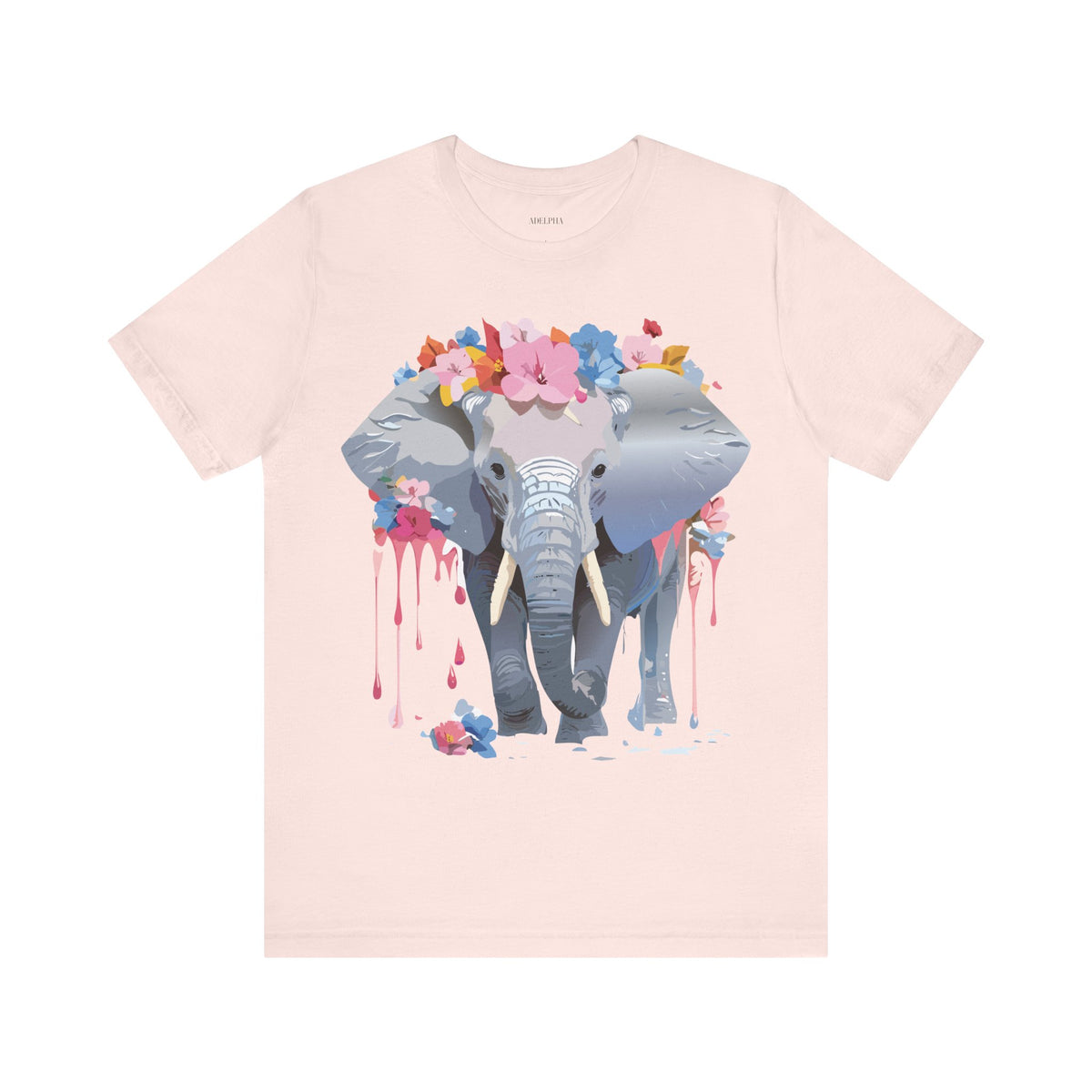 Elephant Graphic Unisex Cotton Bella+Canvas Tee with Art Animal Design e124