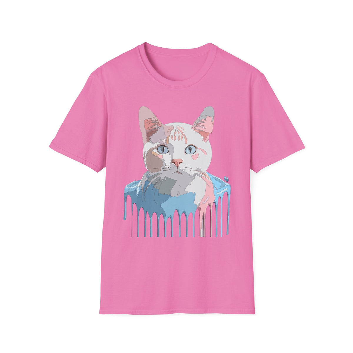 Pastel Cat Portrait T-Shirt | Watercolor Kitty Face Tee