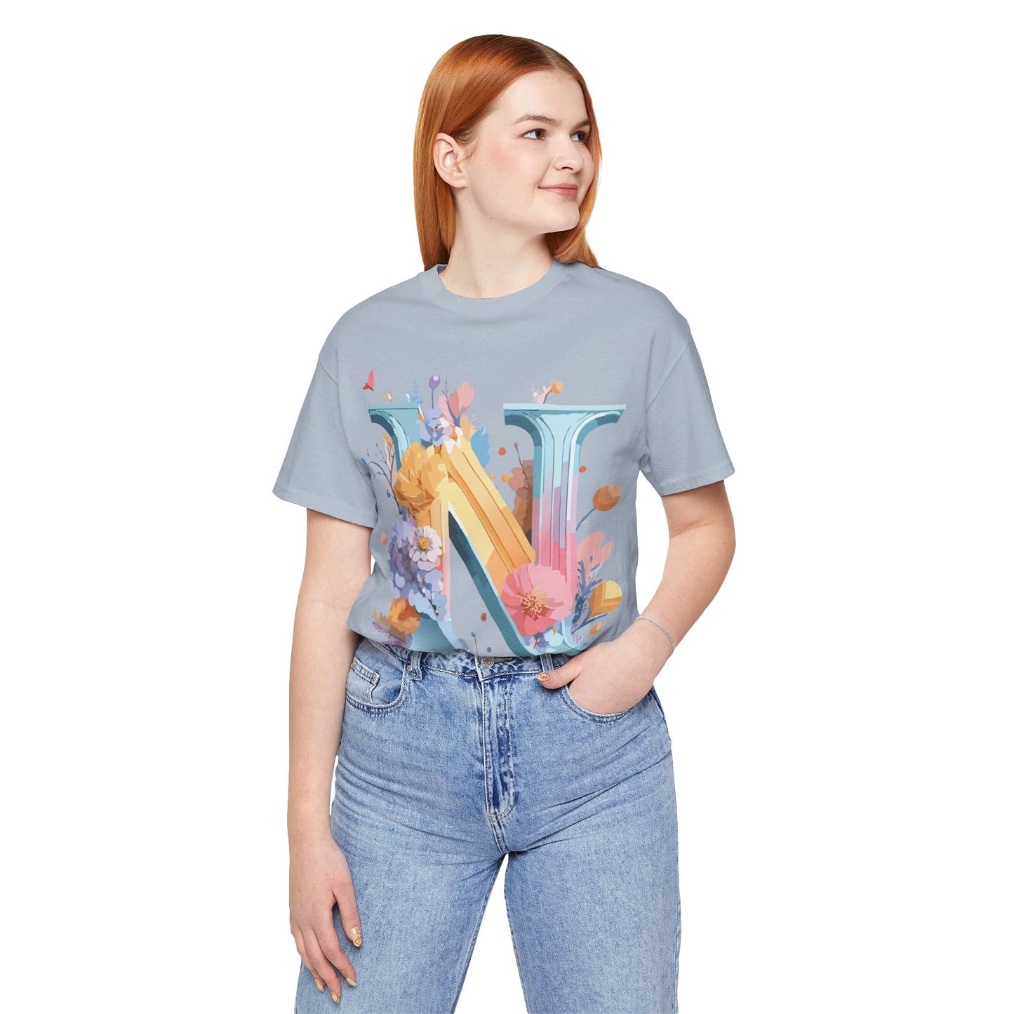 Letter N Shirt Classic Unisex Graphic Tee With Premium Vintage Adelpha Artwork Jersey Short Sleeve