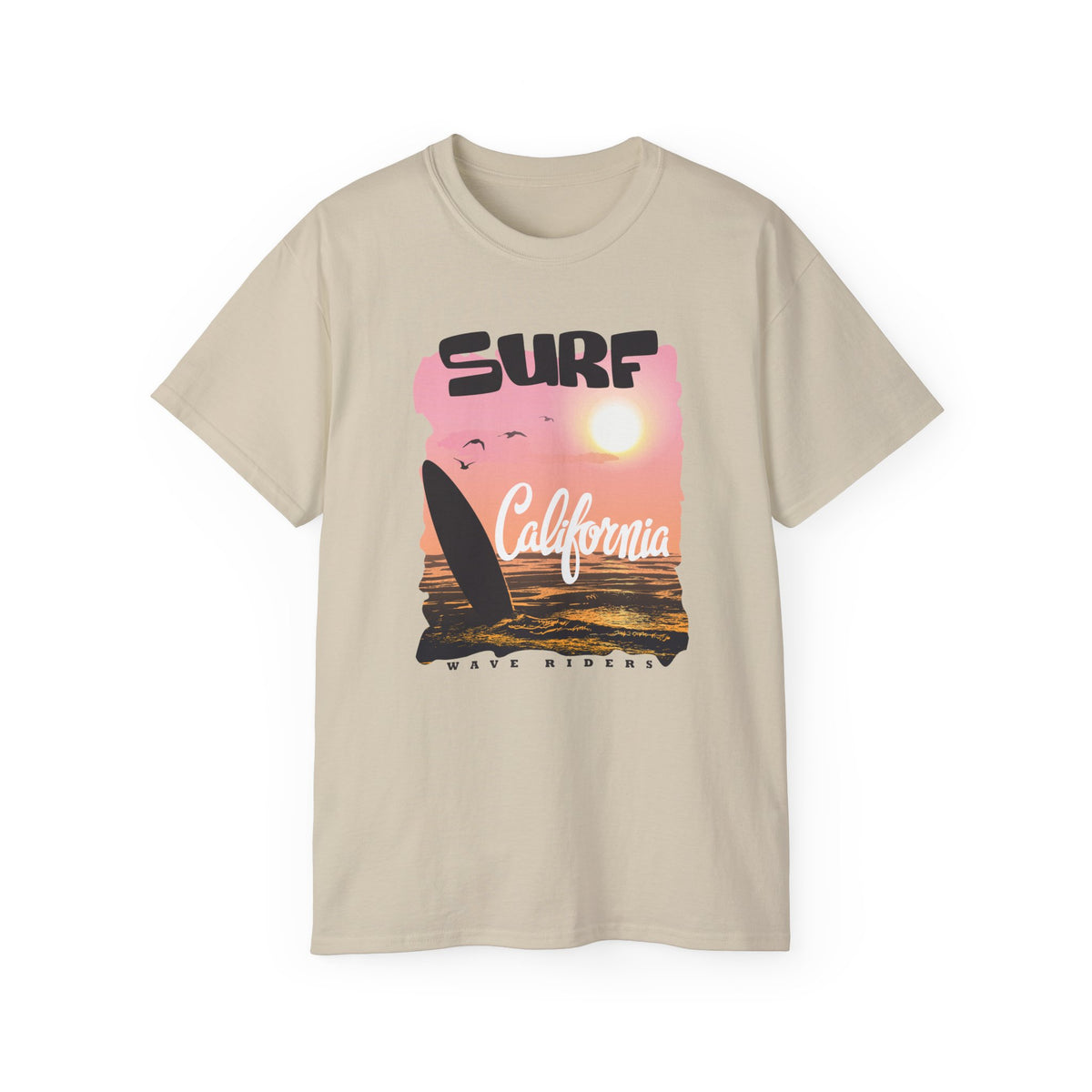Surf California Tee | Sunset Sailboard Ocean Retro Beach Graphic