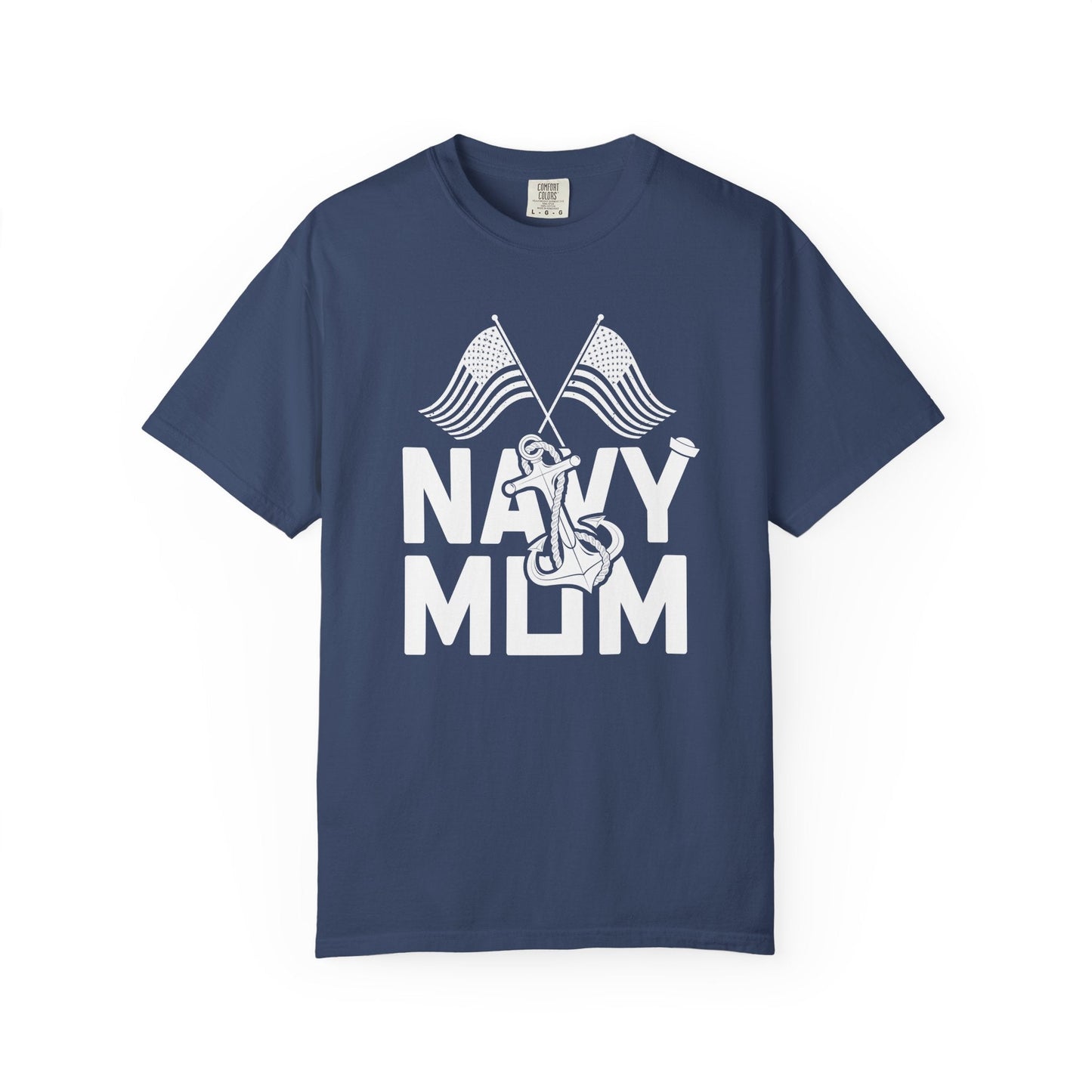 Navy Mom T-shirt Mother's Day Mama Tee Unisex Comfort Colors Garment-Dyed Cotton h20