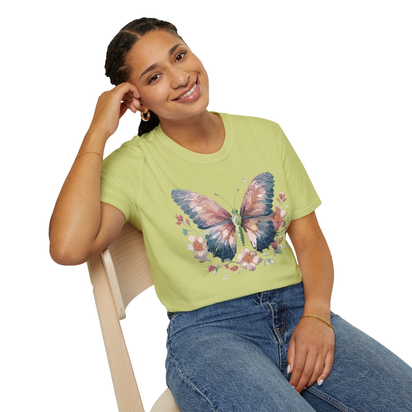Butterfly Print T Shirt Monarch Unisex Gildan Softstyle 64000 Cotton Tee For Everyday Comfort