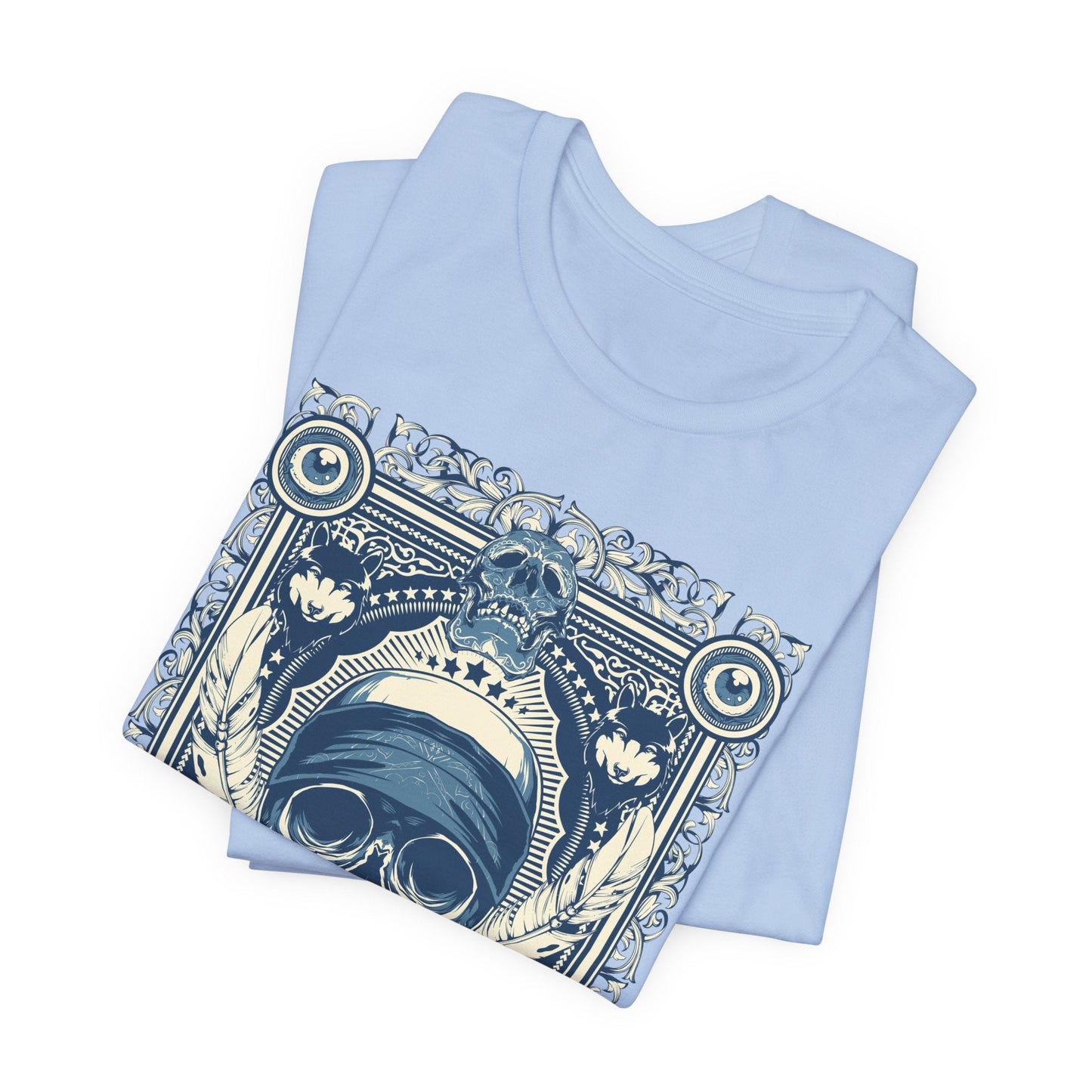 Skull Crown Graphic Tee Vintage Ornate Skull Illustration Rock Band T-Shirt