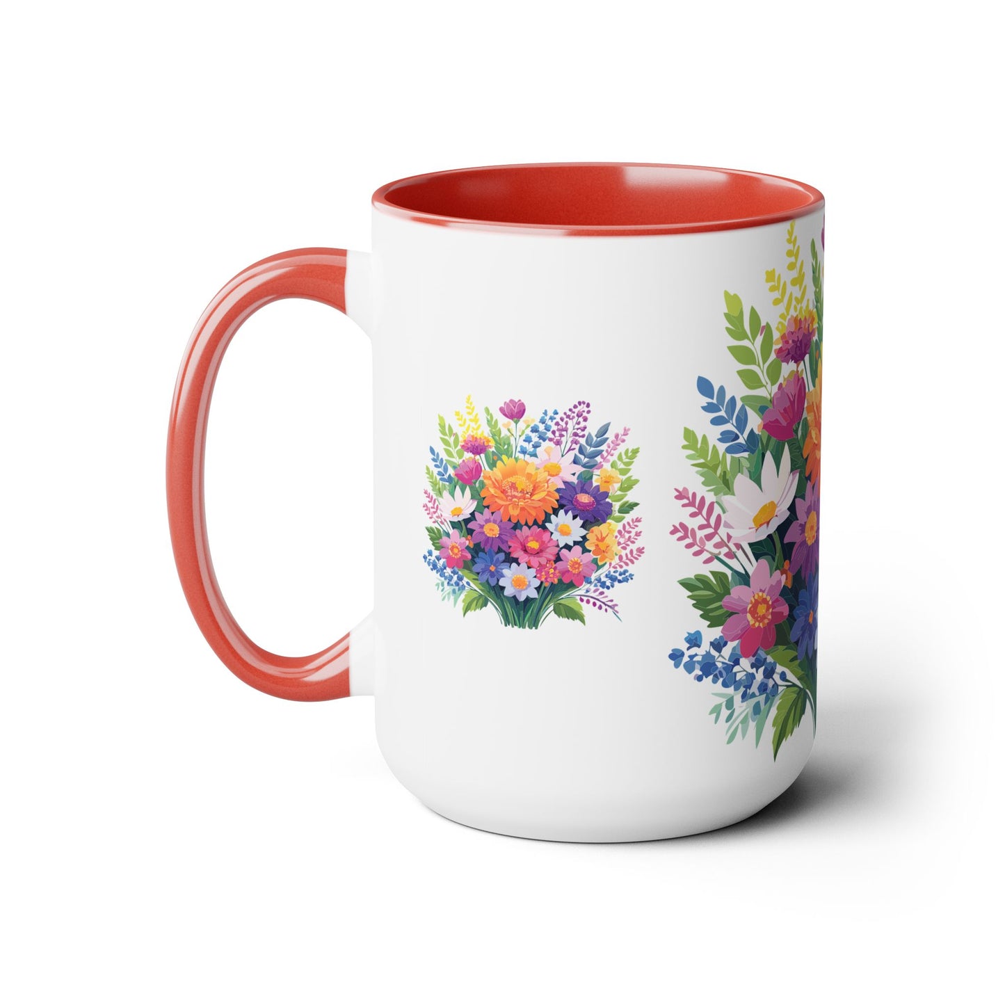 Two-Tone Coffee Mugs with flowers